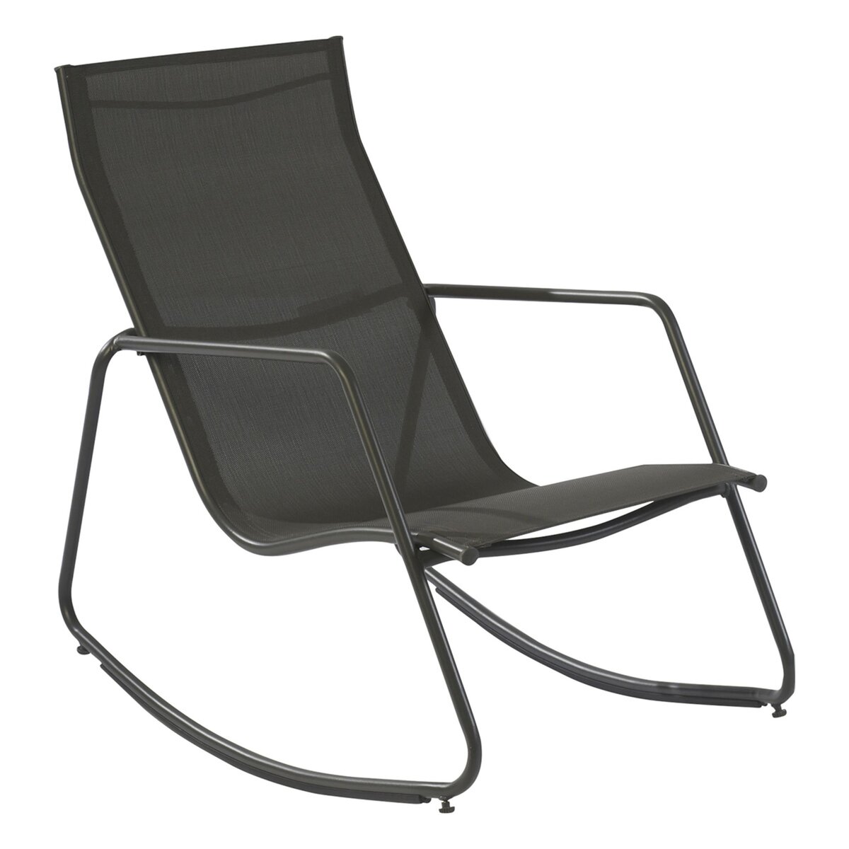 GARDENSTAR Rocking chair acier textilène gris foncé BALI