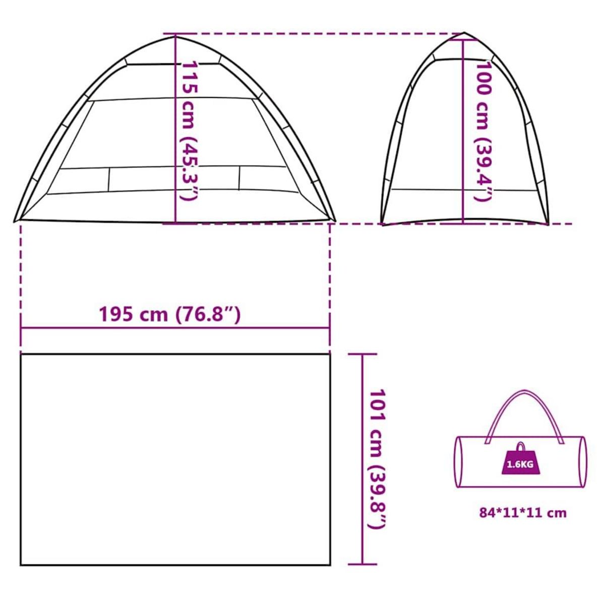 VIDAXL Tente de plage 2 personnes liberation rapide impermeable