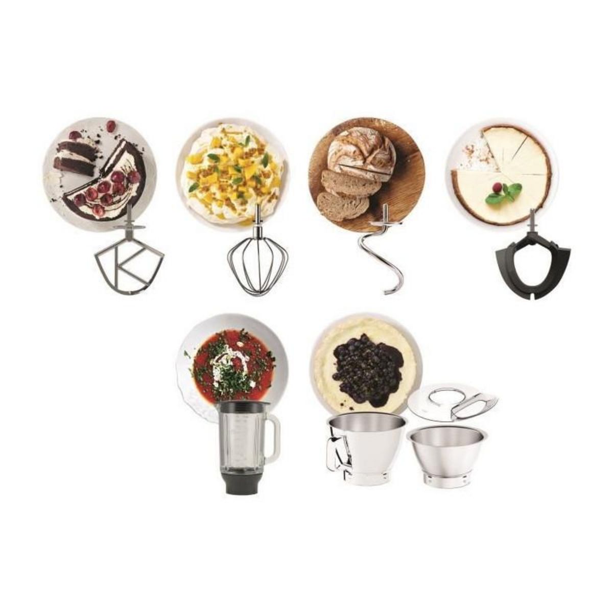 KENWOOD KENWOOD KVC85.124.SI - Robot patissier Titanium Chef Baker - 2 bols en inox 3,5L et 5L - Balance integree 6kg - Blender 1,8L - 1