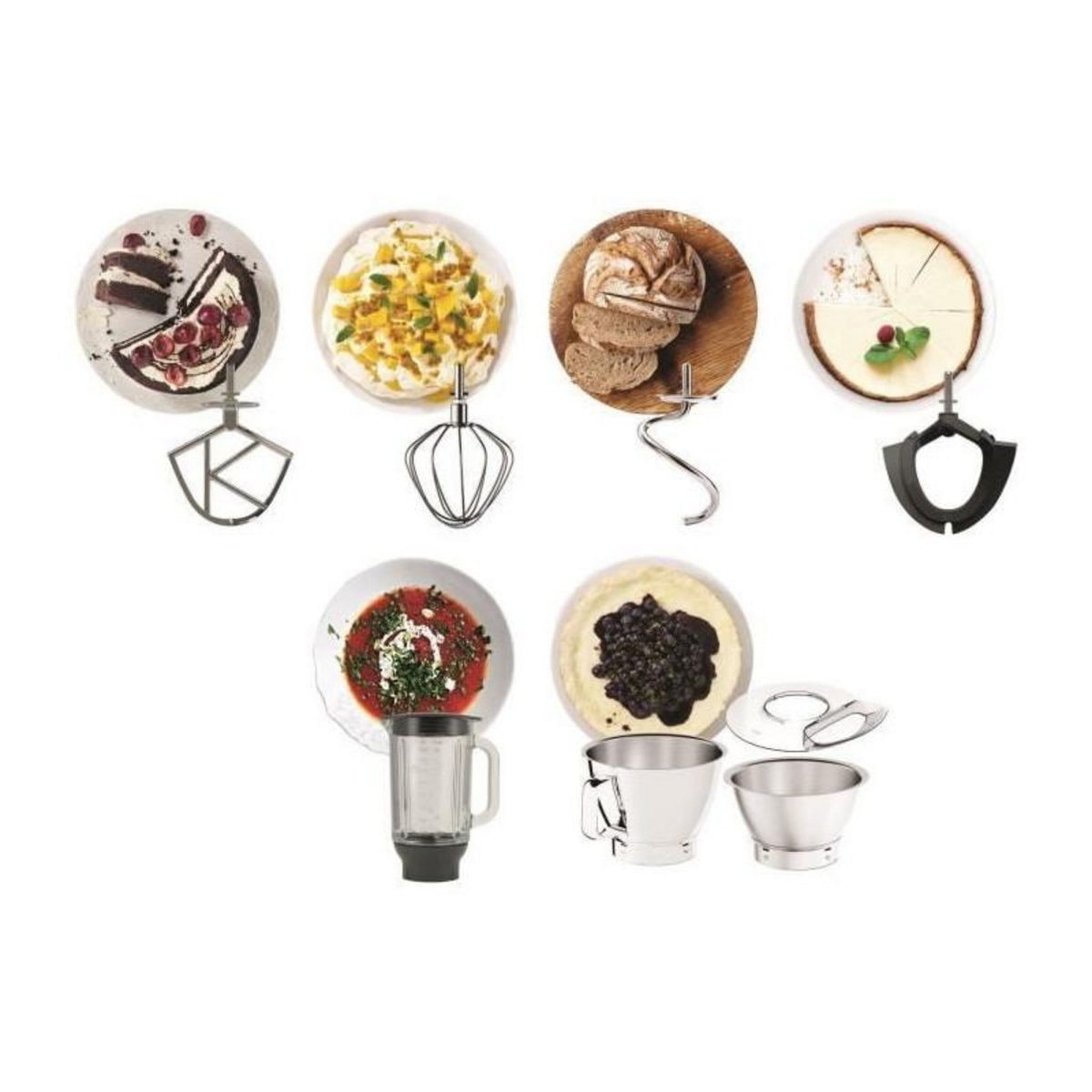 KENWOOD KENWOOD KVC85.124.SI - Robot patissier Titanium Chef Baker - 2 bols en inox 3,5L et 5L - Balance integree 6kg - Blender 1,8L - 1