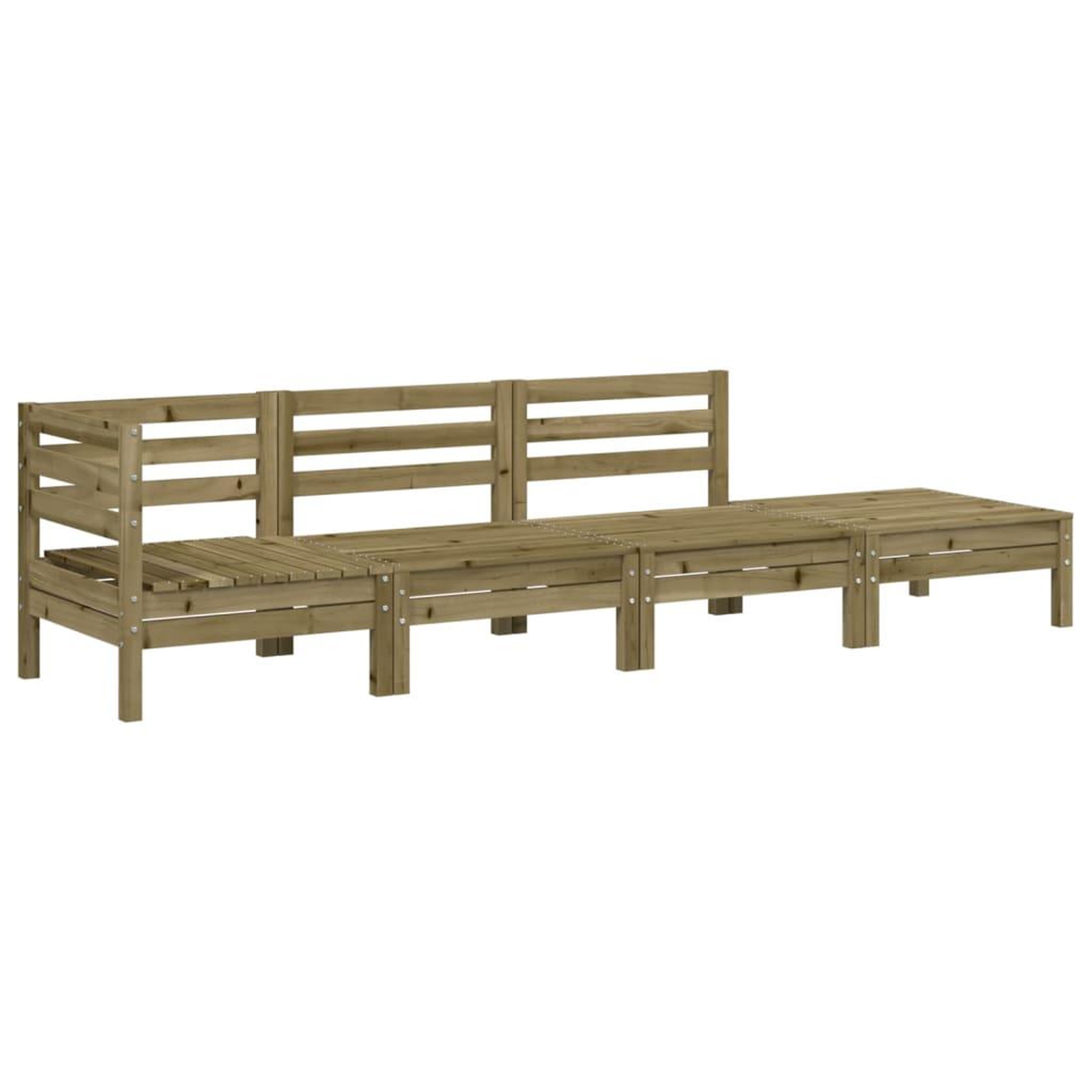 Voir la diapositive 2 : VIDAXL Canape de jardin 4 places bois de pin impregne