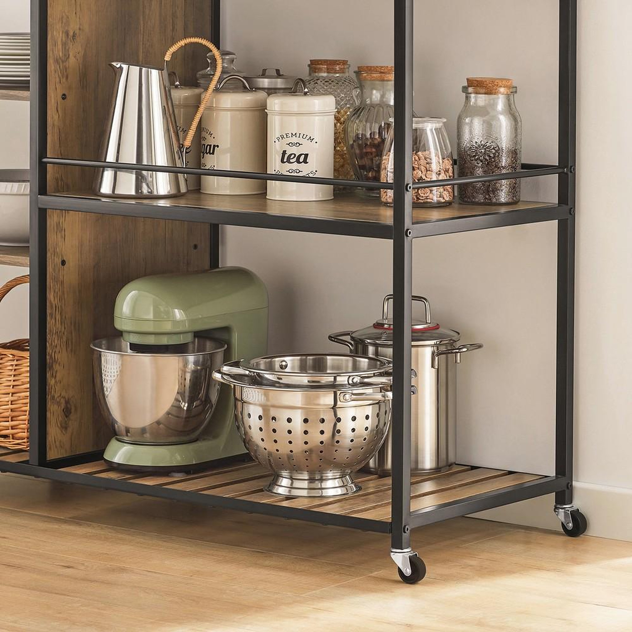 Voir la diapositive 6 : SOBUY Chariot de cuisine avec roulettes marron 108x45x92cm svw18-ii-f