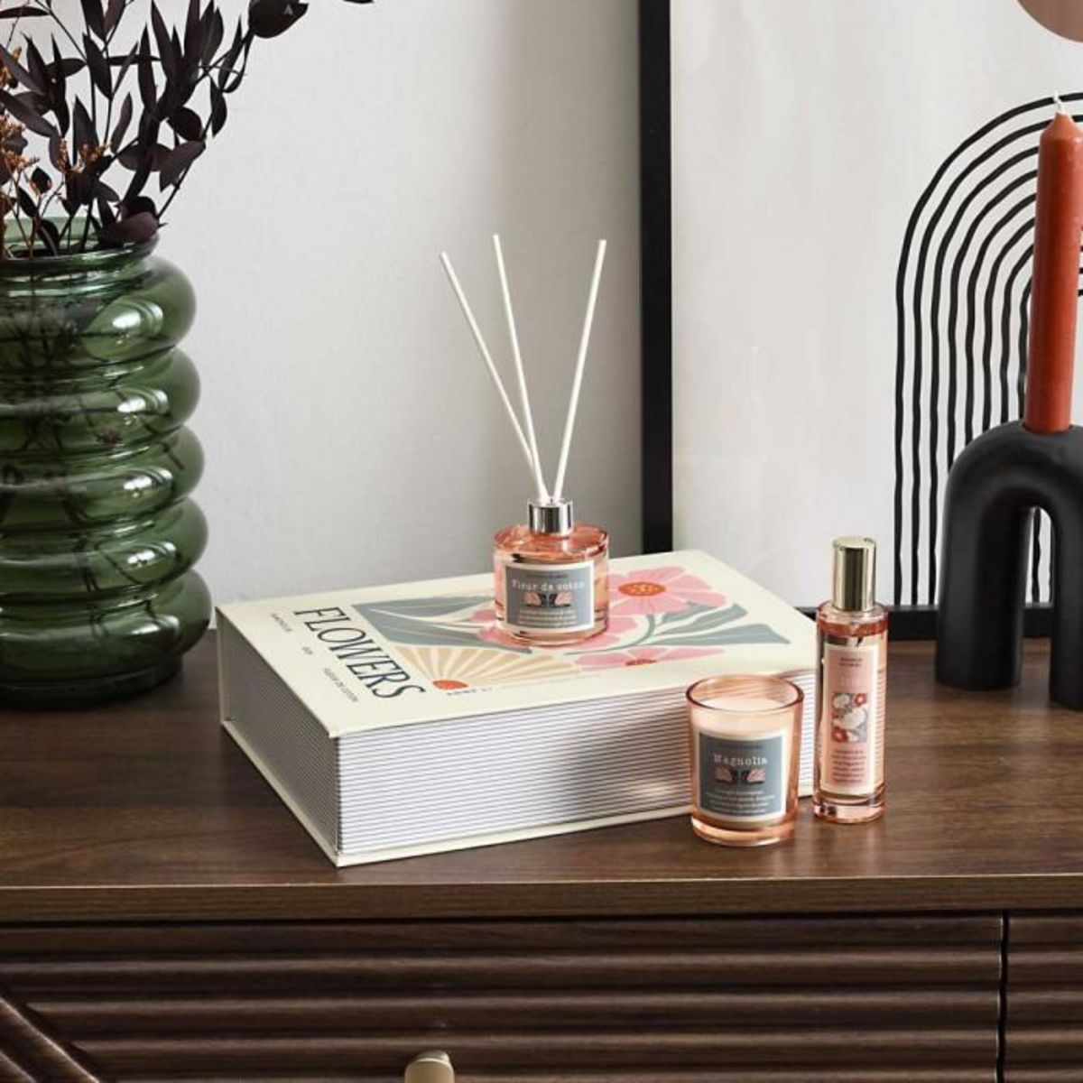 Paris Prix Coffret Senteur Parfumée  Flower  25cm Fleur de Coton