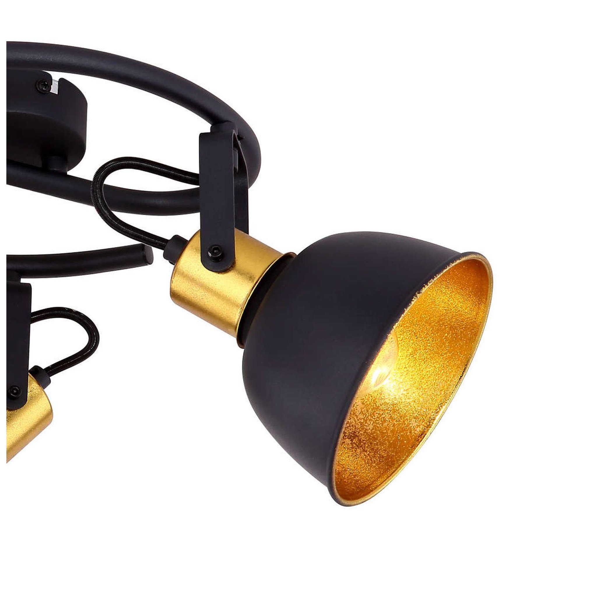 Voir la diapositive 3 : GLOBO Plafonnier rond design industriel fillo - noir et doré