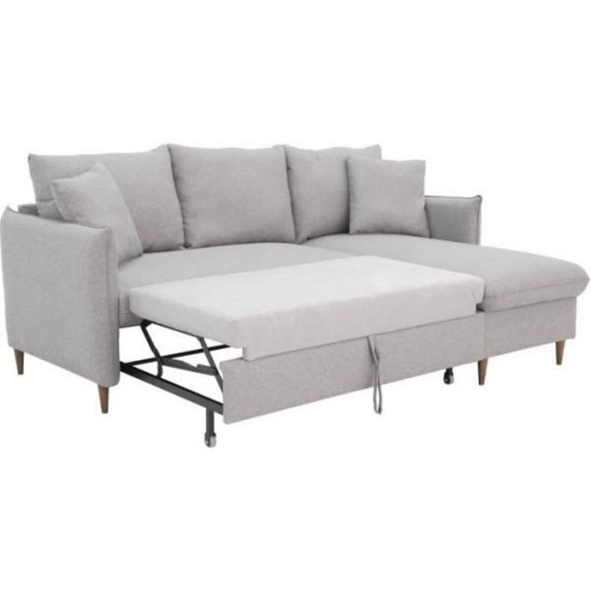 MARKET24 Canapé d'angle convertible réversible 4 places GERAUD - Tissu Gris - Coffre de rangement - L 210 x P 147 x H 90 cm