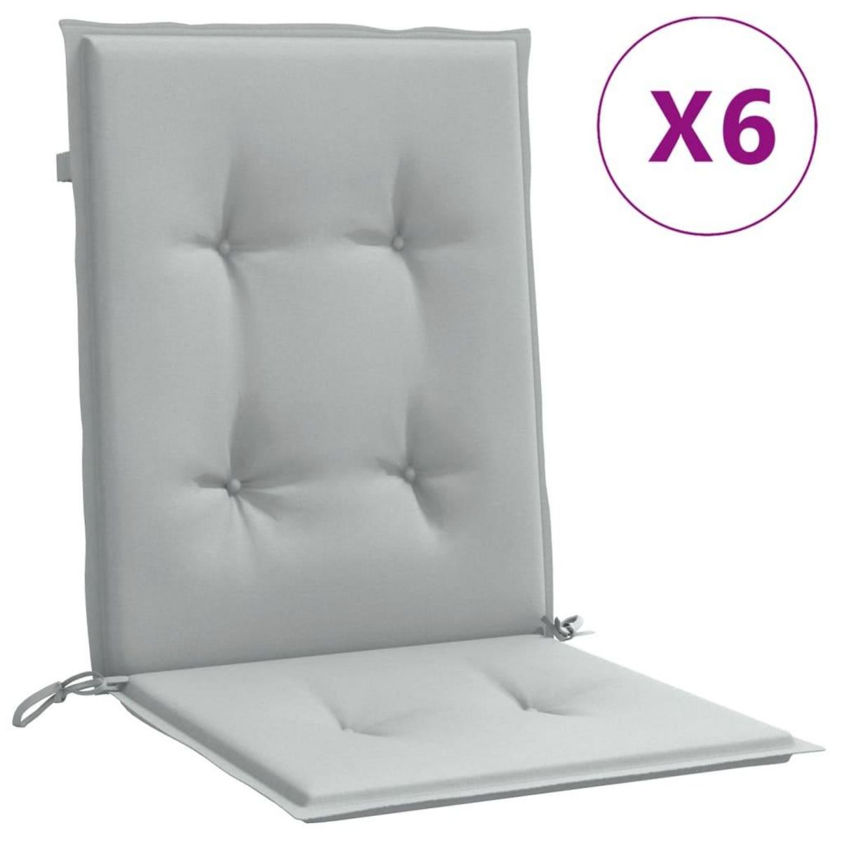VIDAXL Coussins de chaise a dossier bas lot de 6 gris clair melange