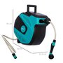 Voir la diapositive 3 : HOMCOM Dévidoir mural enrouleur automatique pivotant 180° tuyau 15 + 1,5 m avec lance arrosage support mural intégré turquoise noir
