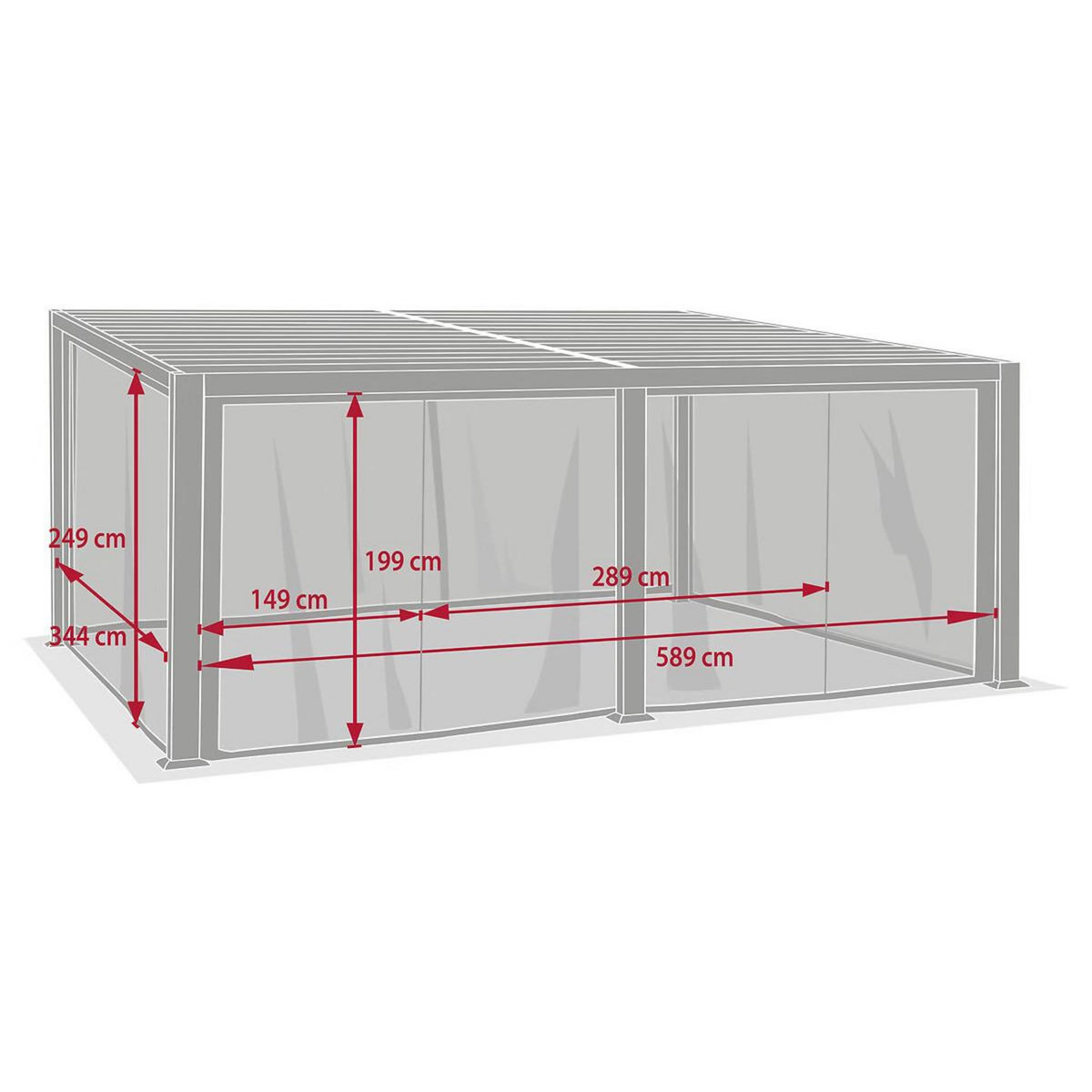 HESPERIDE 6 Moustiquaires pour pergola bioclimatique Avila 6 x 3,5 m - Hespéride