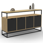 ID MARKET Buffet 140 cm BOSTON 4 portes noires design industriel