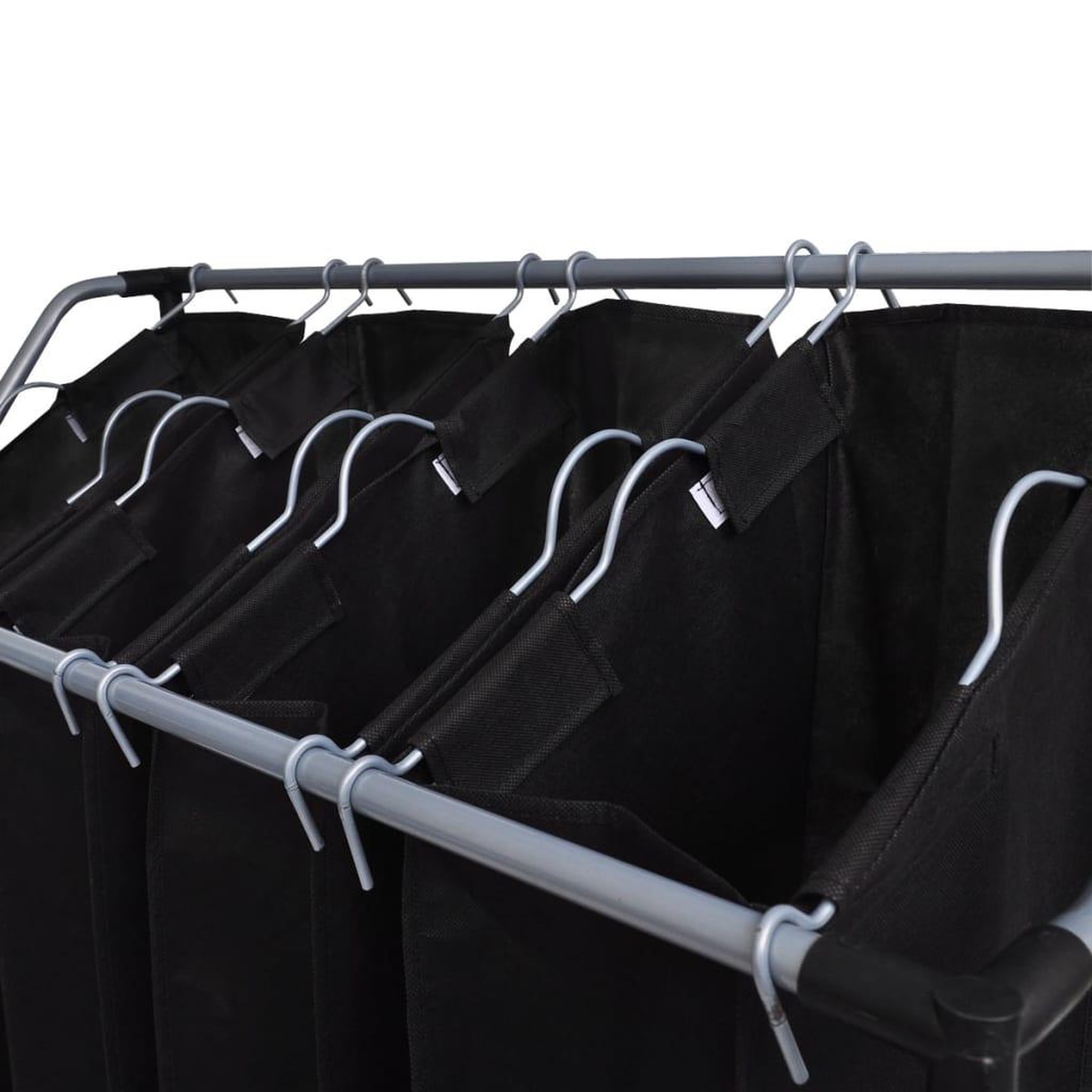 Voir la diapositive 2 : VIDAXL Trieuses a linge avec sacs 2 pcs noir et gris