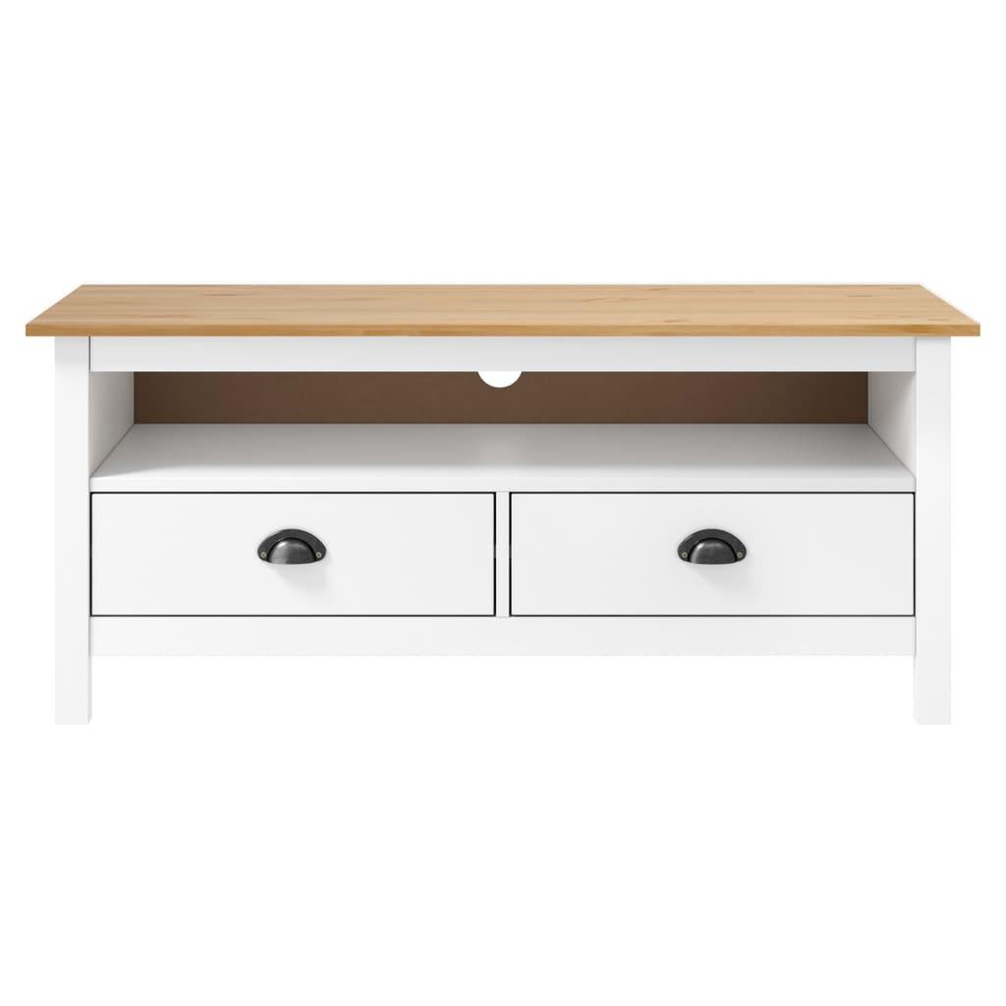 Voir la diapositive 2 : VIDAXL Meuble TV Hill Range Blanc 110x40x47 cm Bois de pin solide