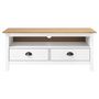 Voir la diapositive 2 : VIDAXL Meuble TV Hill Range Blanc 110x40x47 cm Bois de pin solide