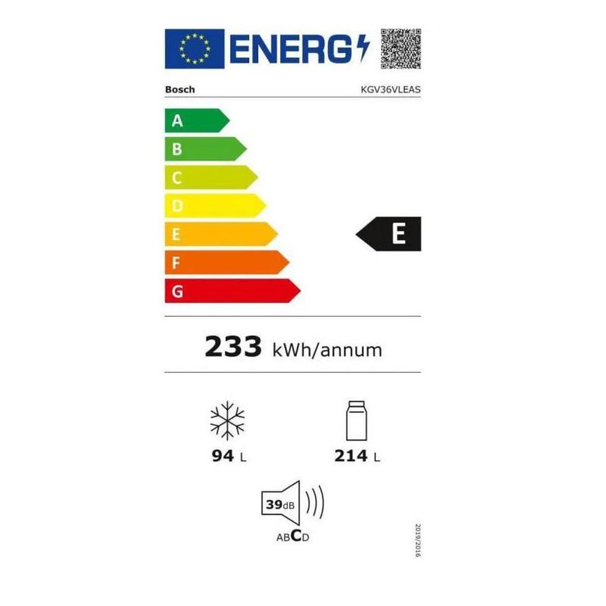 Voir la diapositive 6 : BOSCH Réfrigérateur combiné 60cm 308l lowfrost inox - KGV36VLEAS