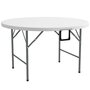 OUTSUNNY Table pliante table de camping pliable table de jardin Ø 122 x 73H cm poignée acier époxy HDPE blanc