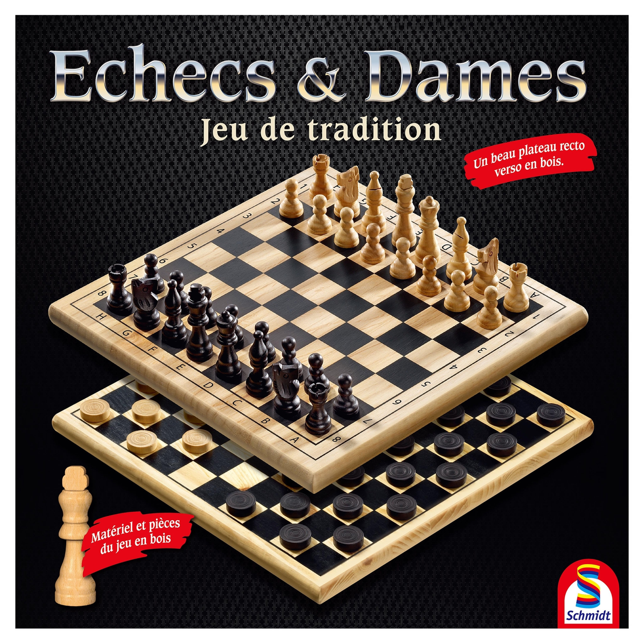 Schmidt Jeu échecs et dames en bois