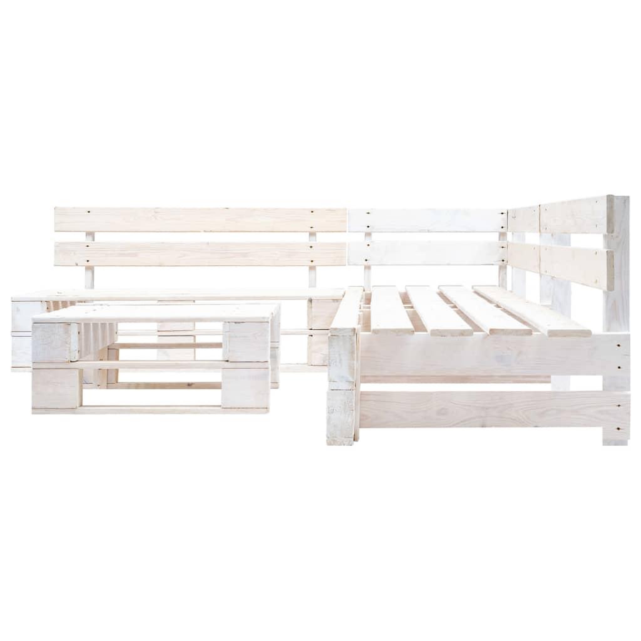 Voir la diapositive 2 : VIDAXL Salon de jardin palette 4 pcs Bois Blanc