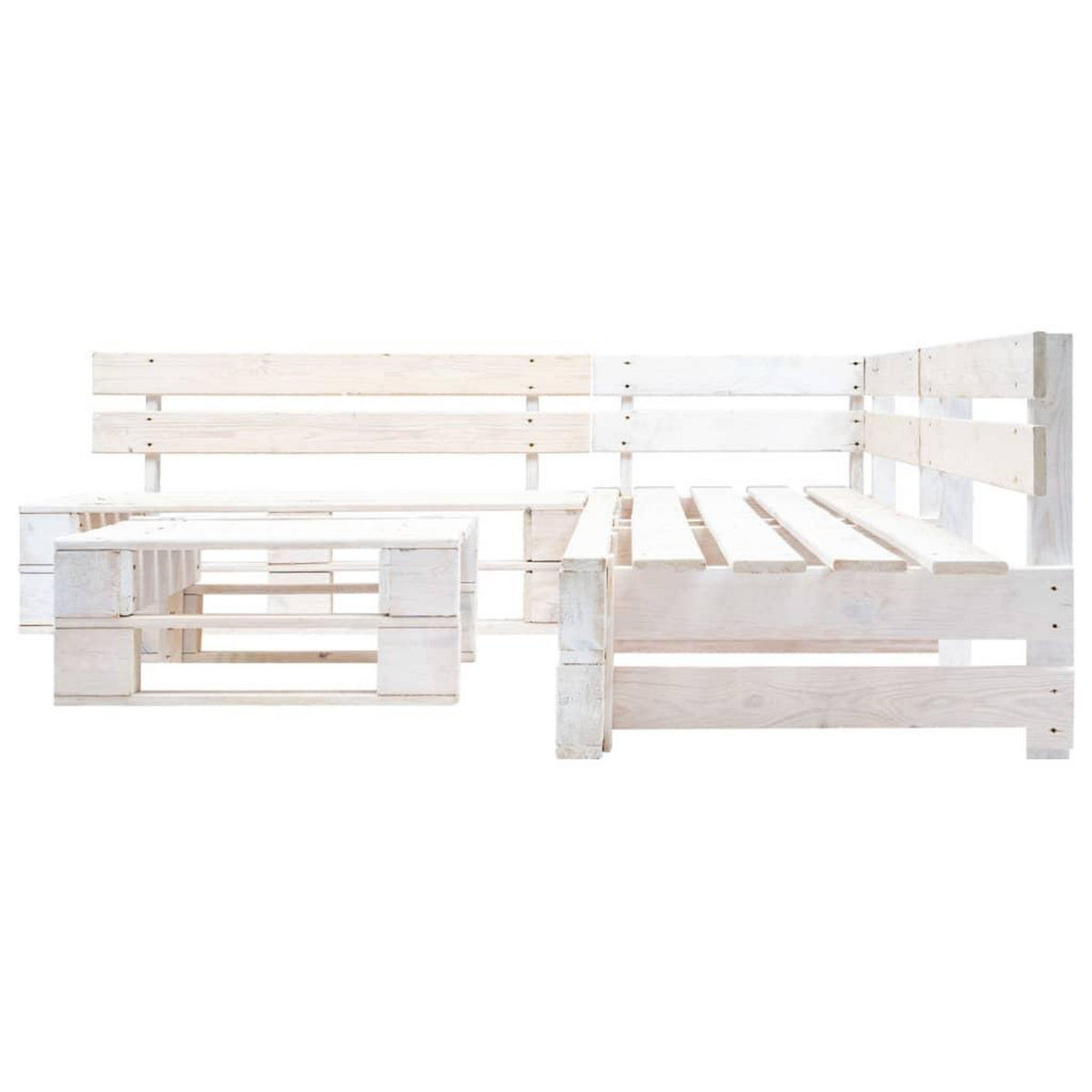 VIDAXL Salon de jardin palette 4 pcs Bois Blanc