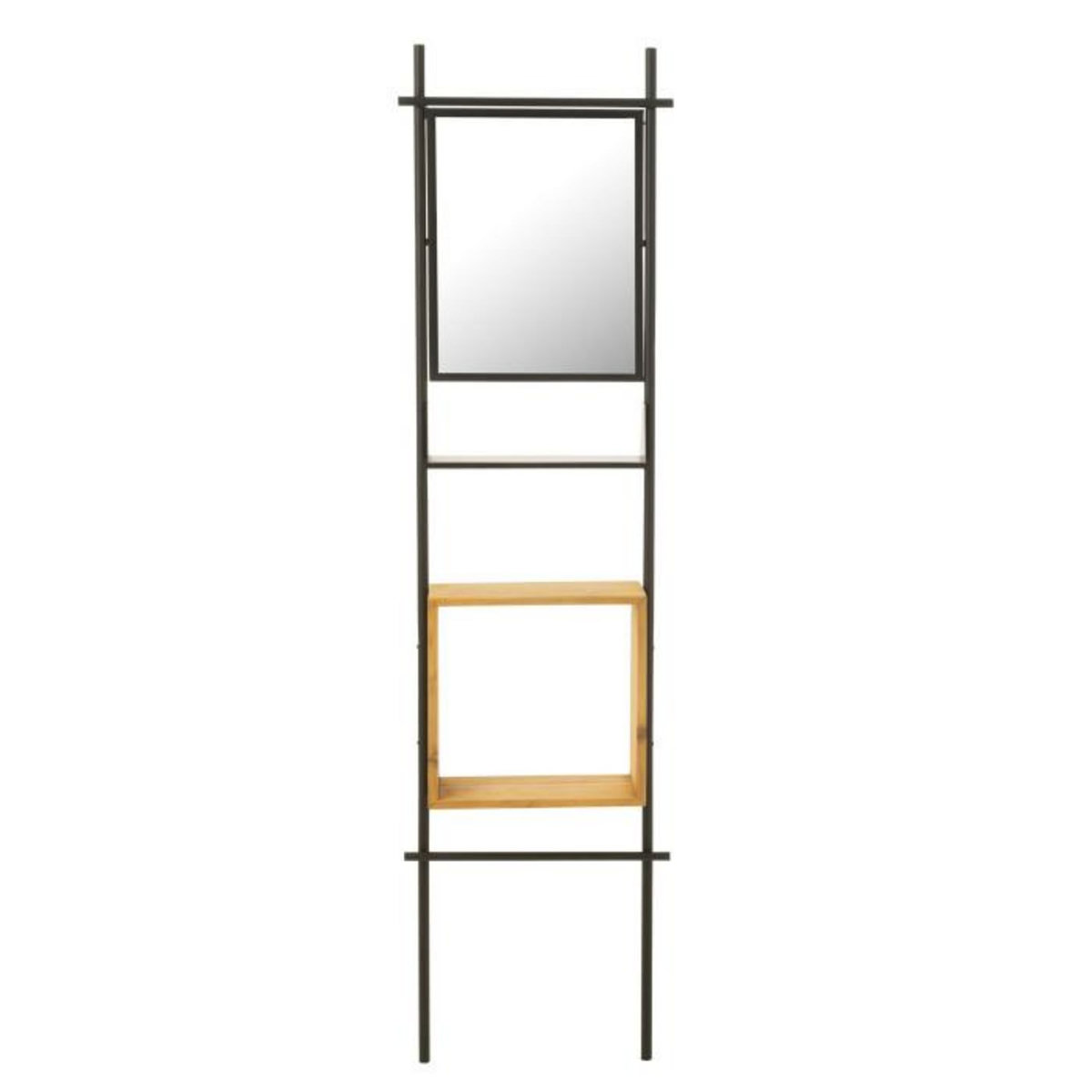 Paris Prix Étagère Murale & Miroir  Tina  180cm Noir & Naturel