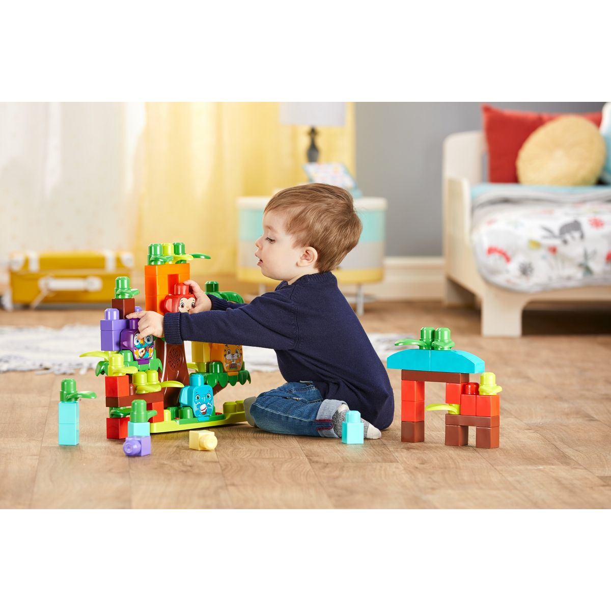 MEGABLOKS Mega Blocks - Jeu de construction interactif "la jungle musicale" 60 pièces