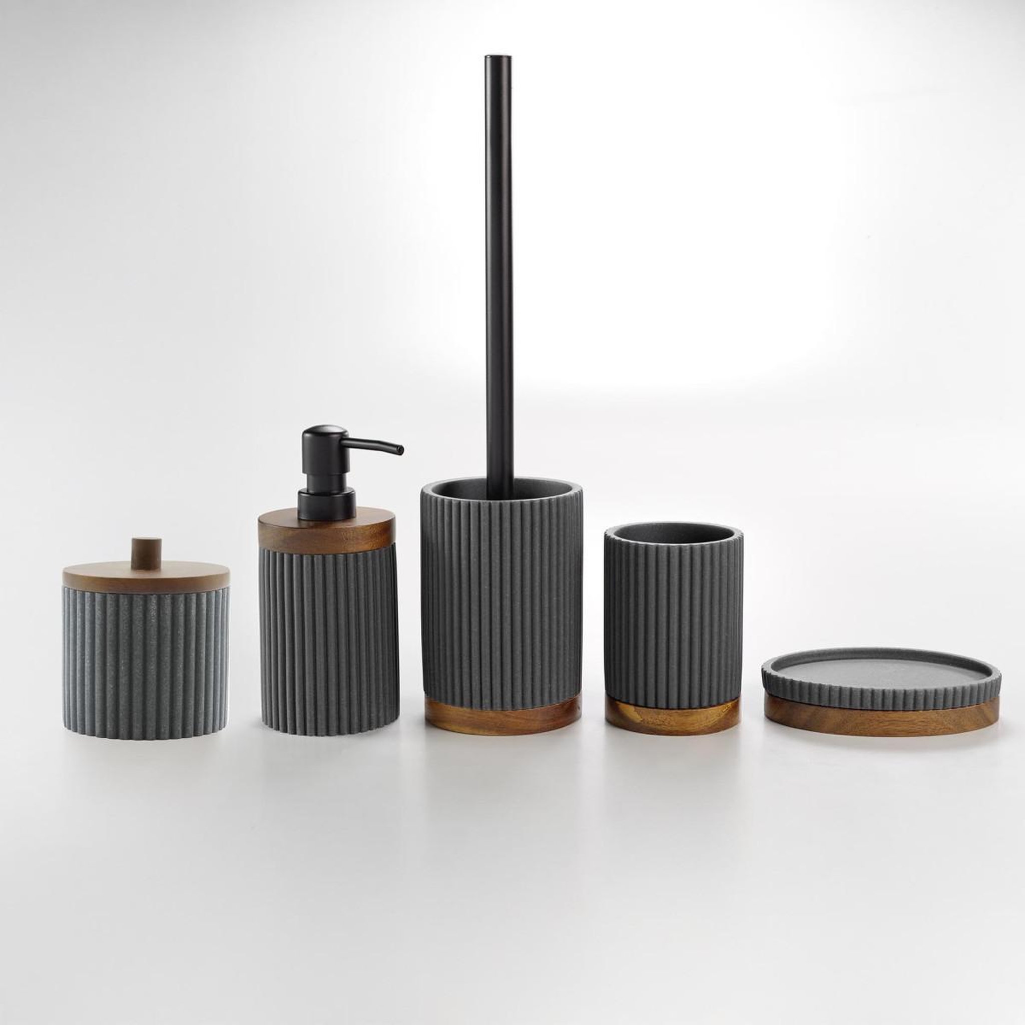 Voir la diapositive 4 : Douceur d'Intérieur Pot à cotons design  niagara  10cm anthracite