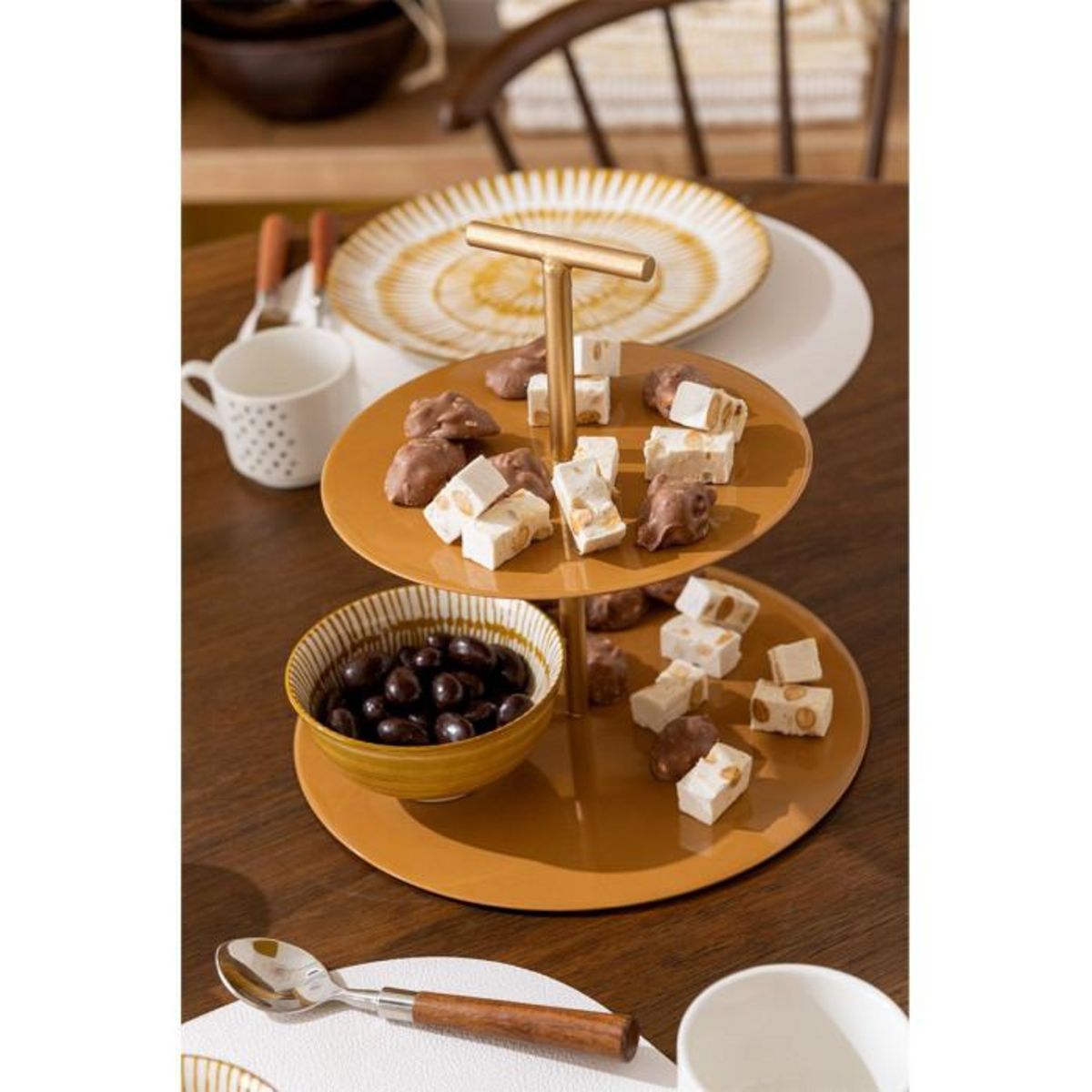 Paris Prix Plateau de Présentation 2 Niveaux  Ocari  25cm Ocre