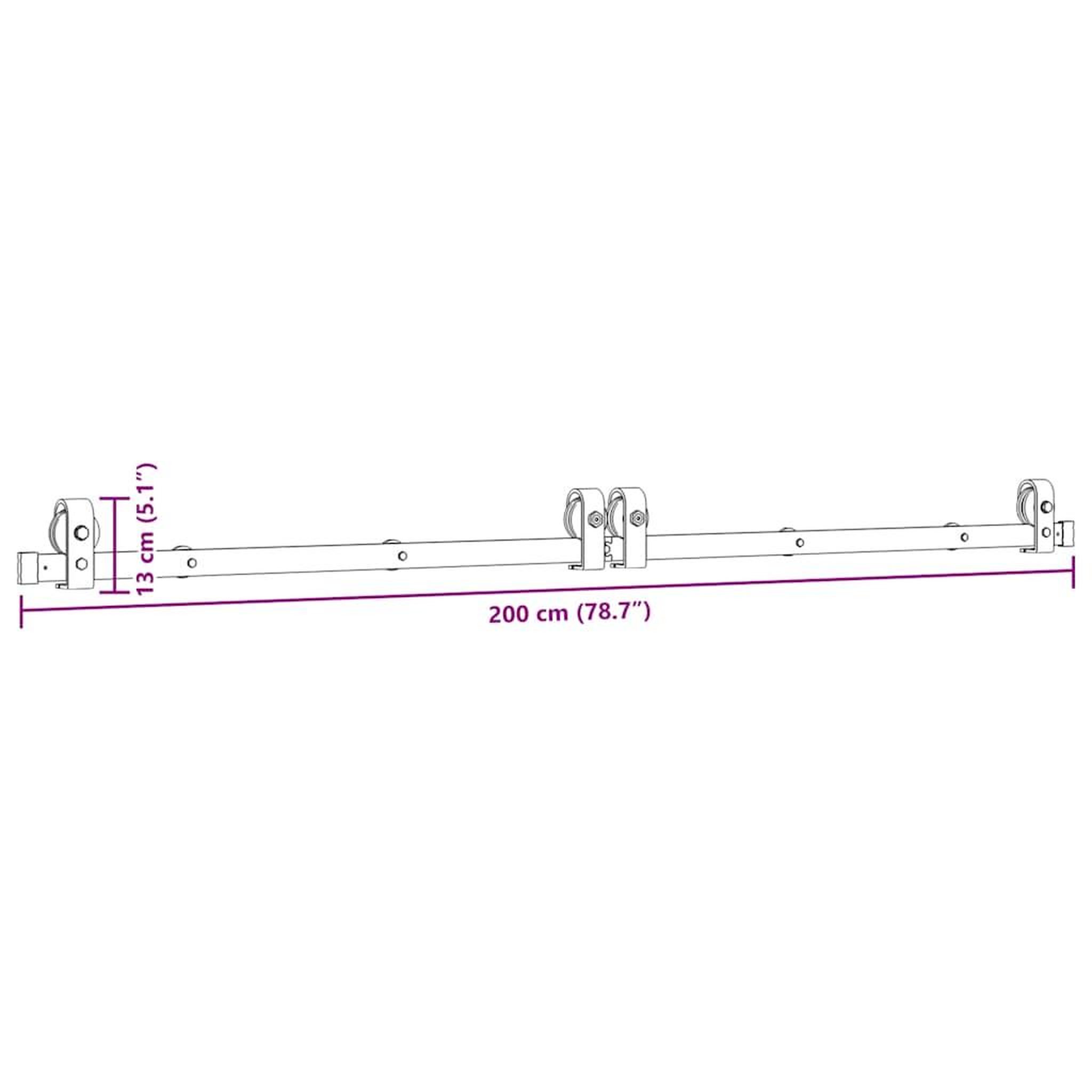 Voir la diapositive 6 : VIDAXL Kit de quincaillerie de porte coulissante 200 cm Acier Noir
