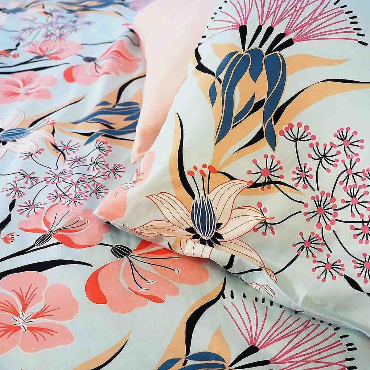 Home collection Parure housse de couette 100% satin de coton bio 78fils paya