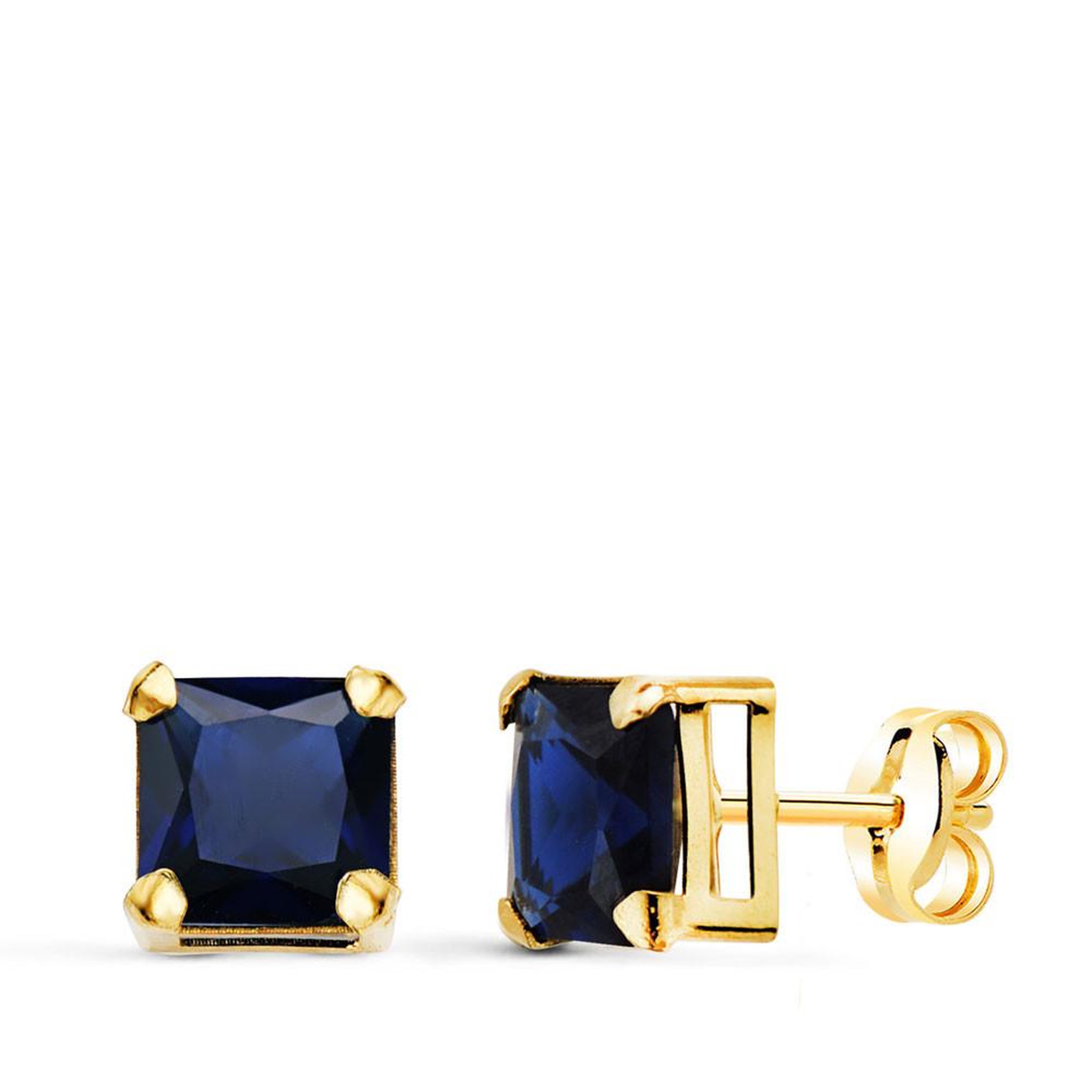 L'ATELIER D'AZUR Boucles d'Oreilles Or 18 Carats 750/000 - Zirconiums Bleu Saphir