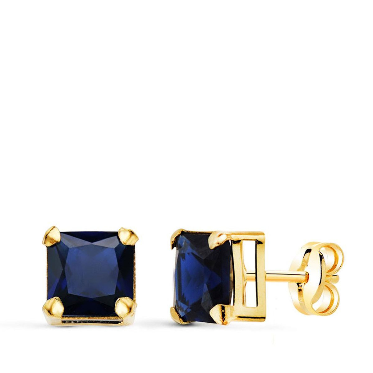 L'ATELIER D'AZUR Boucles d'Oreilles Or 18 Carats 750/000 - Zirconiums Bleu Saphir