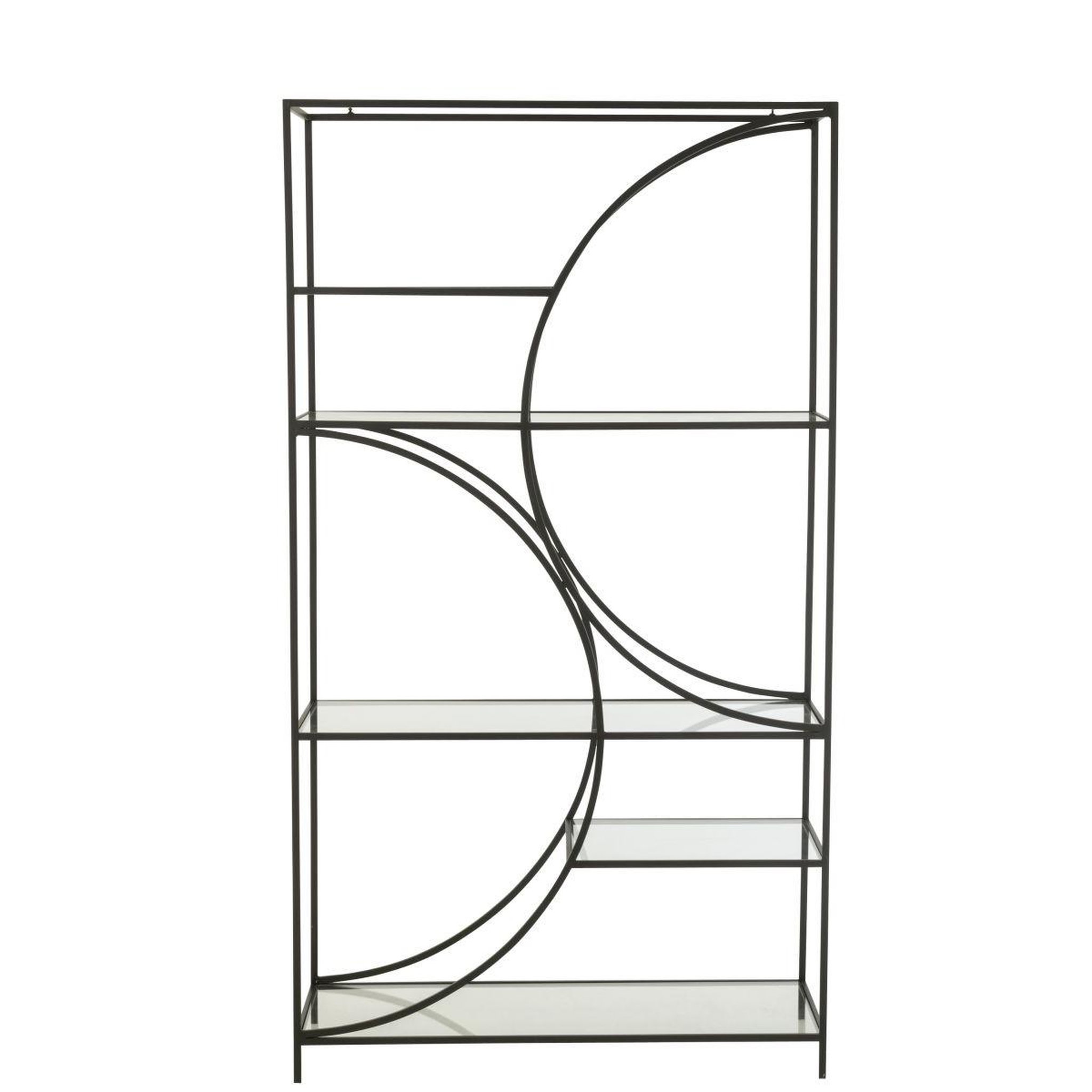 Voir la diapositive 2 : J-LINE Étagère 6 niveaux en verre  nar  200cm noir