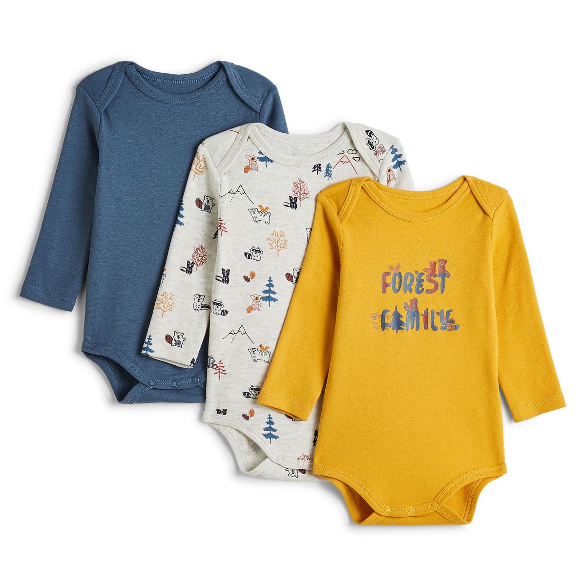 INEXTENSO Lot de 3 bodies manches longues bébé garçon