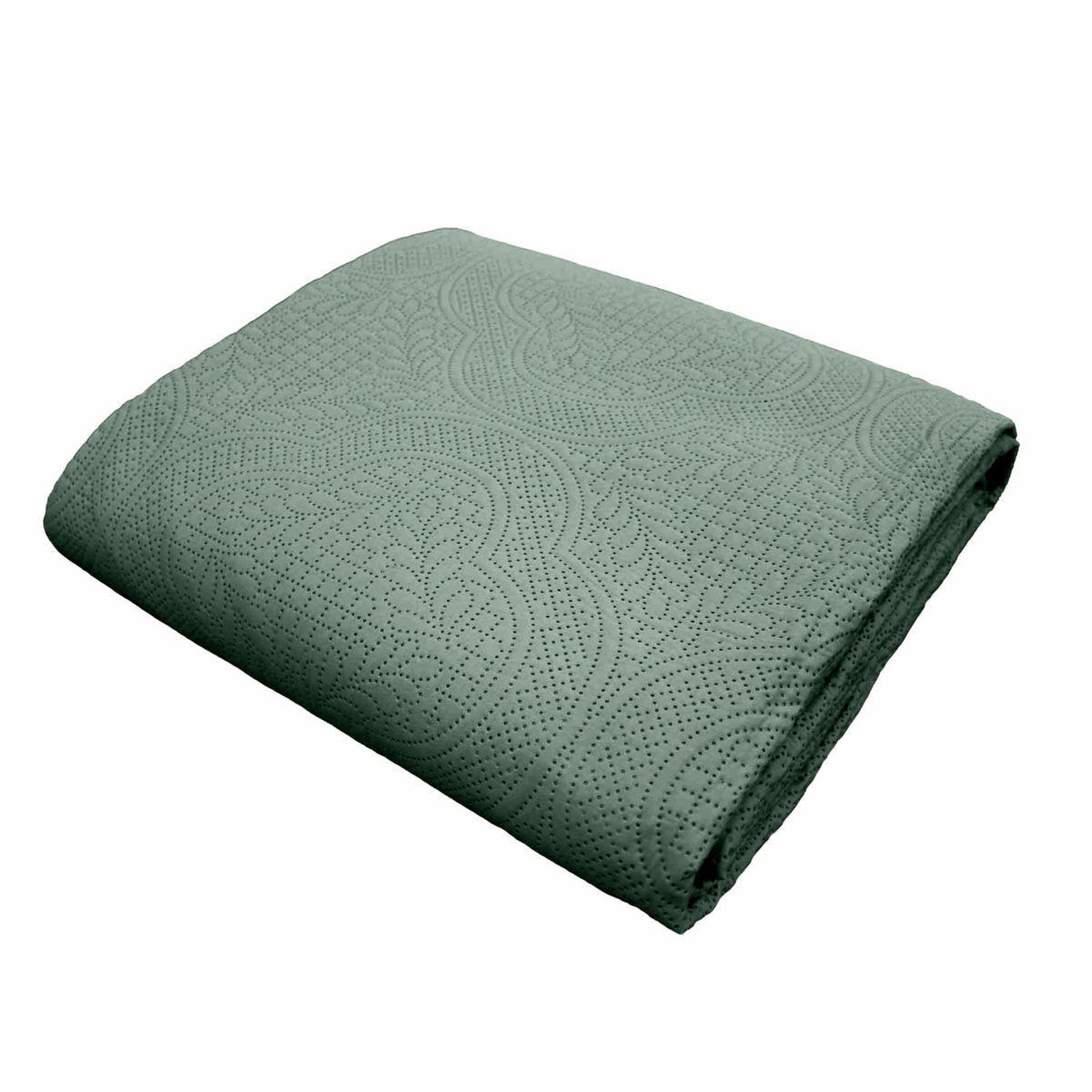 Voir la diapositive 6 : Douceur d'Intérieur Couvre-lit & 2 housses de coussin  romane  220x240cm vert cèdre