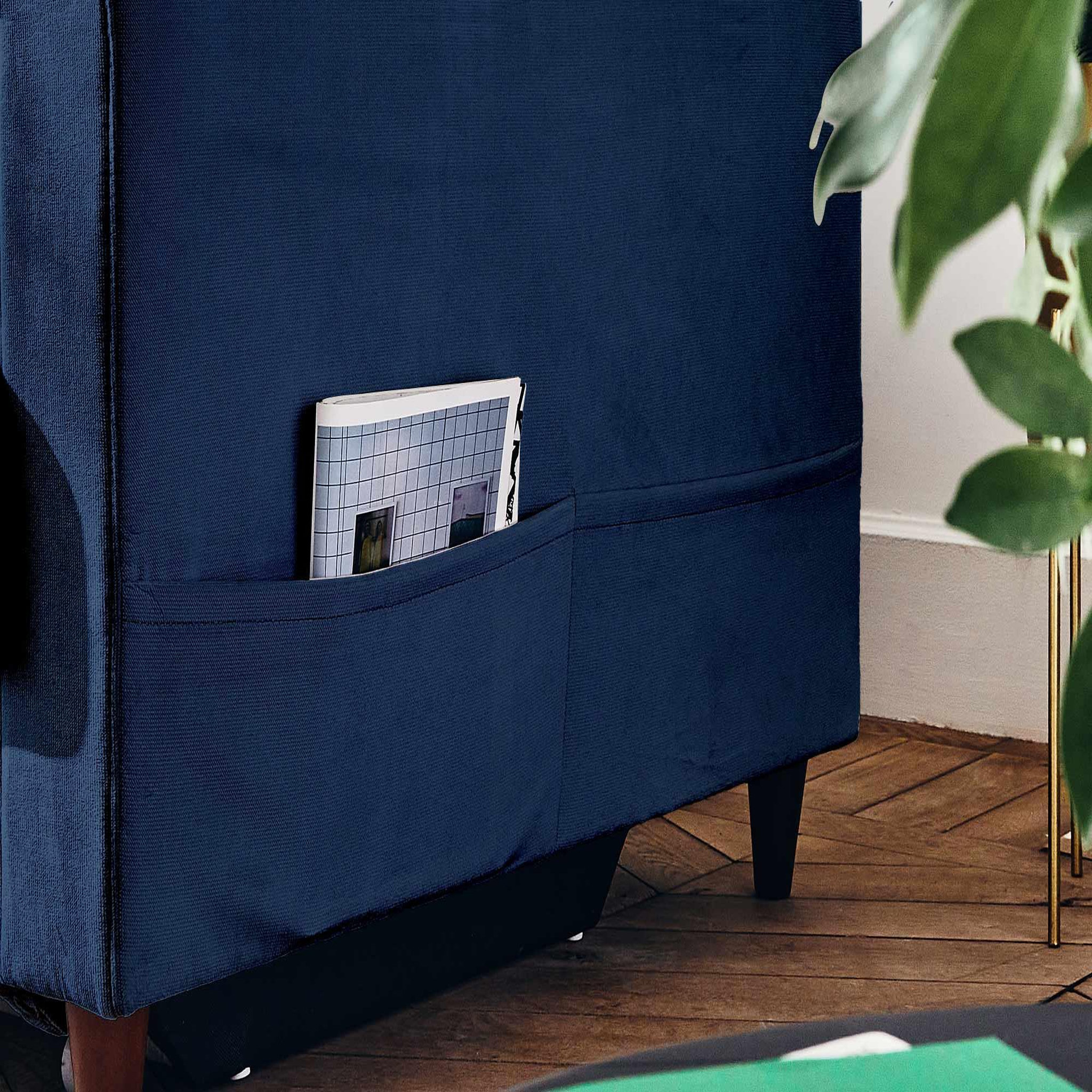Voir la diapositive 3 : BEST MOBILIER Anna - canapé droit 3 places convertible avec poche en velours