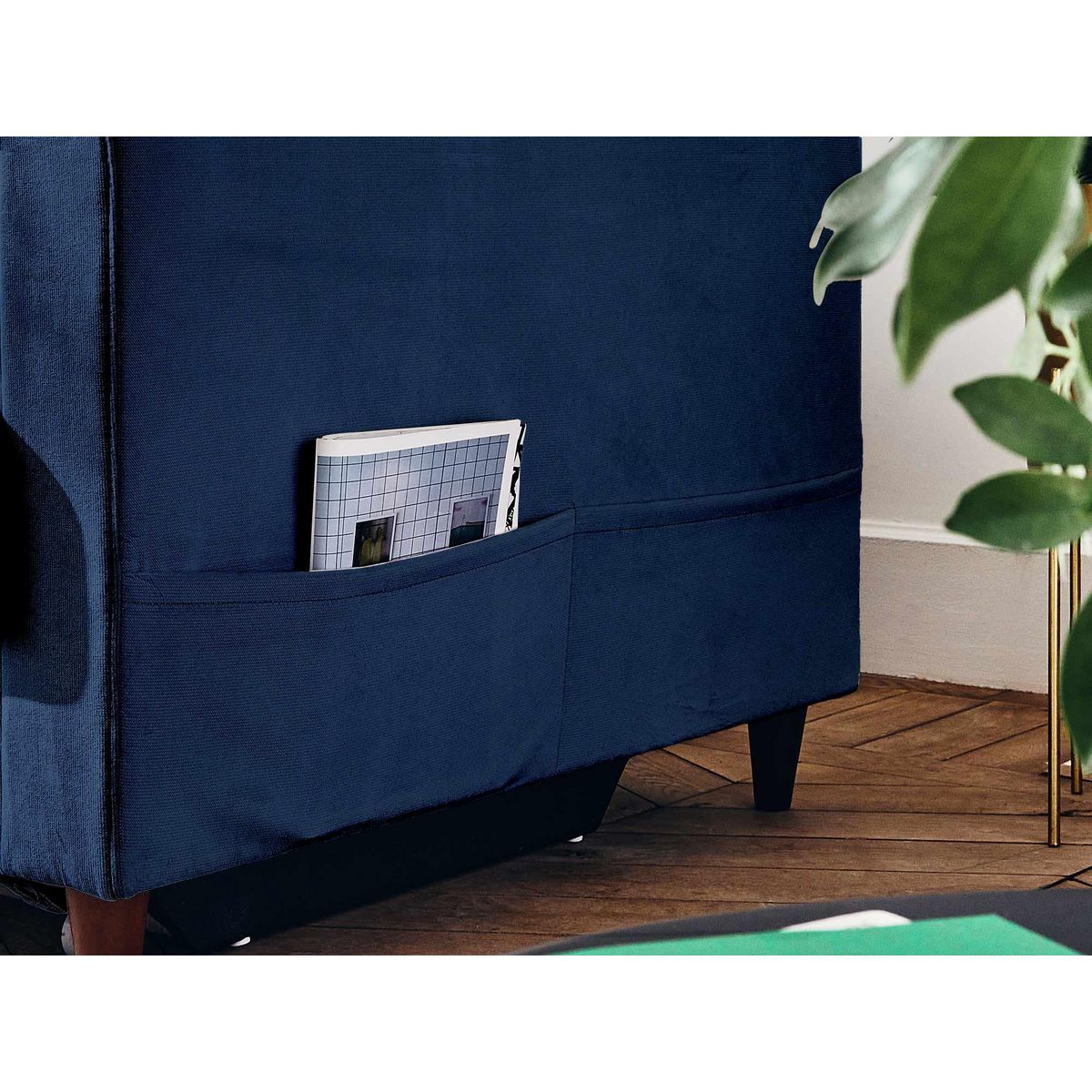 LISA DESIGN Anna - canapé droit 3 places convertible avec poche en velours