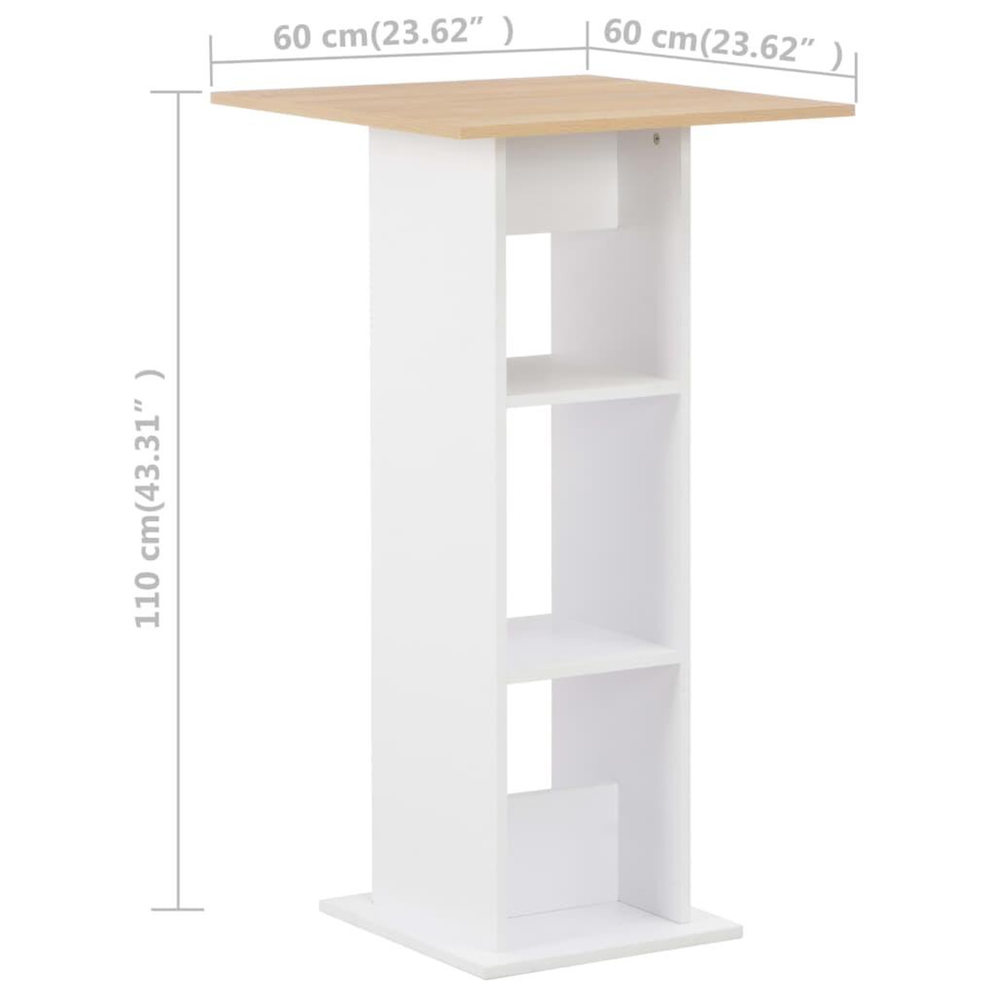 Voir la diapositive 6 : VIDAXL Table de bar Blanc et chene Sonoma 60x60x110 cm