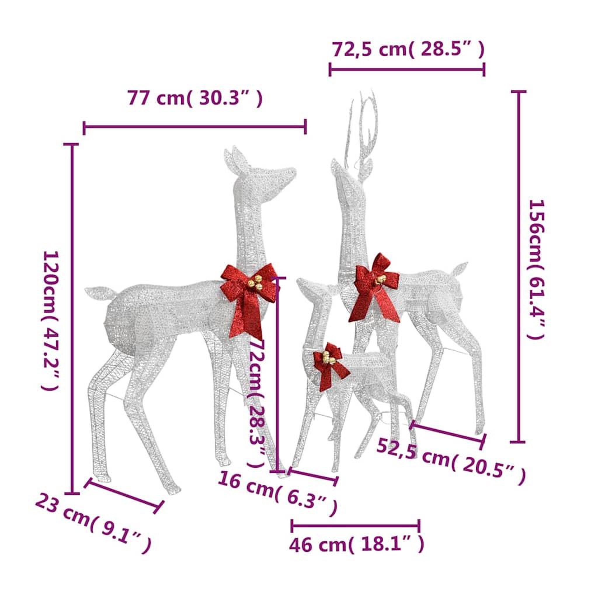Voir la diapositive 6 : VIDAXL Decoration de noël famille de rennes blanc et argente 201 led