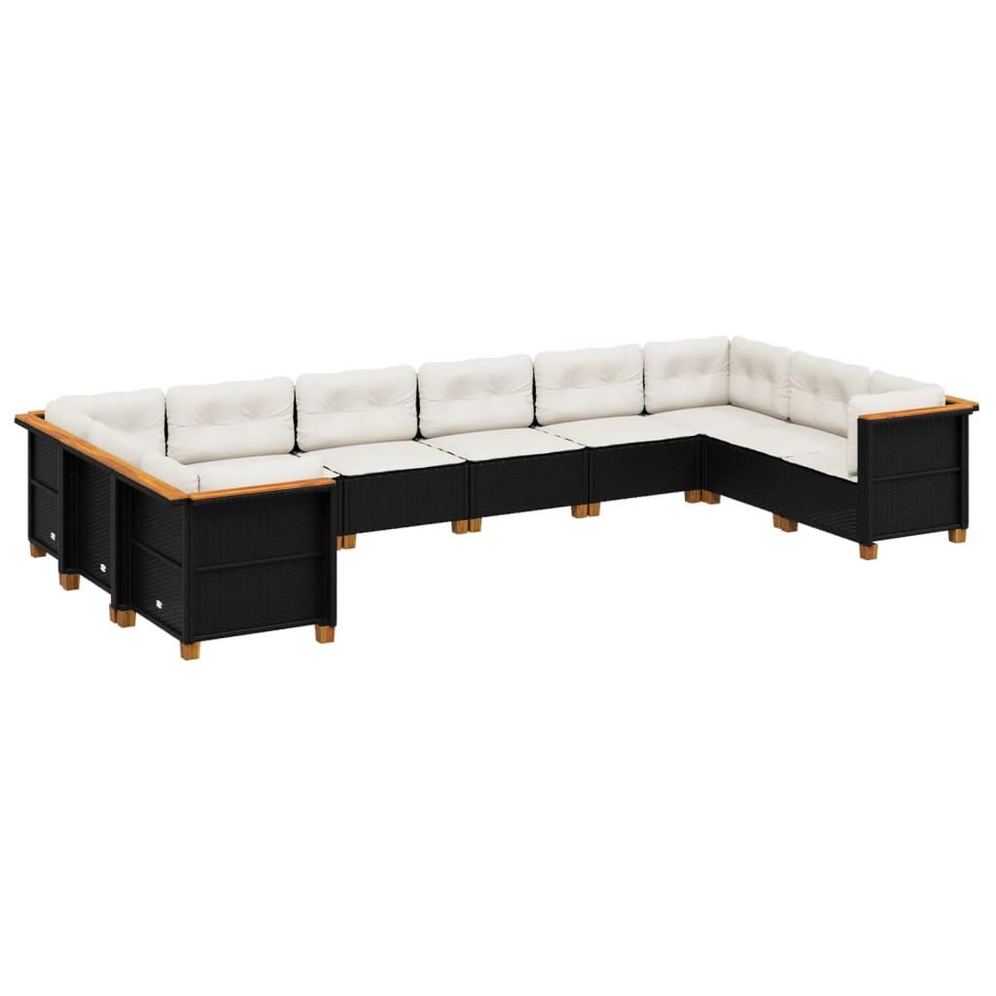 Voir la diapositive 2 : VIDAXL Salon de jardin 10 pcs avec coussins noir resine tressee