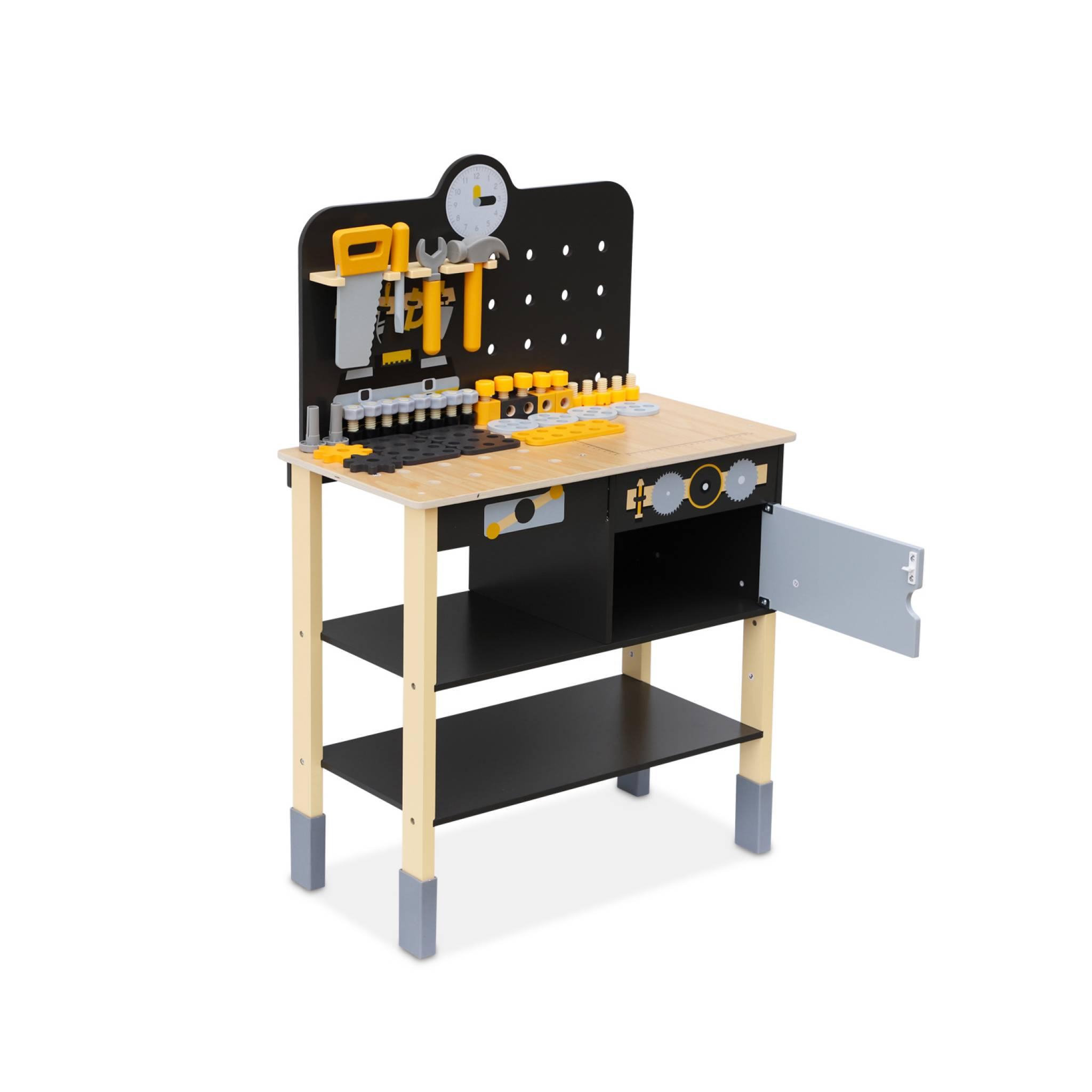 Voir la diapositive 5 : SWEEEK Etabli en bois pour enfant avec 53 accessoires