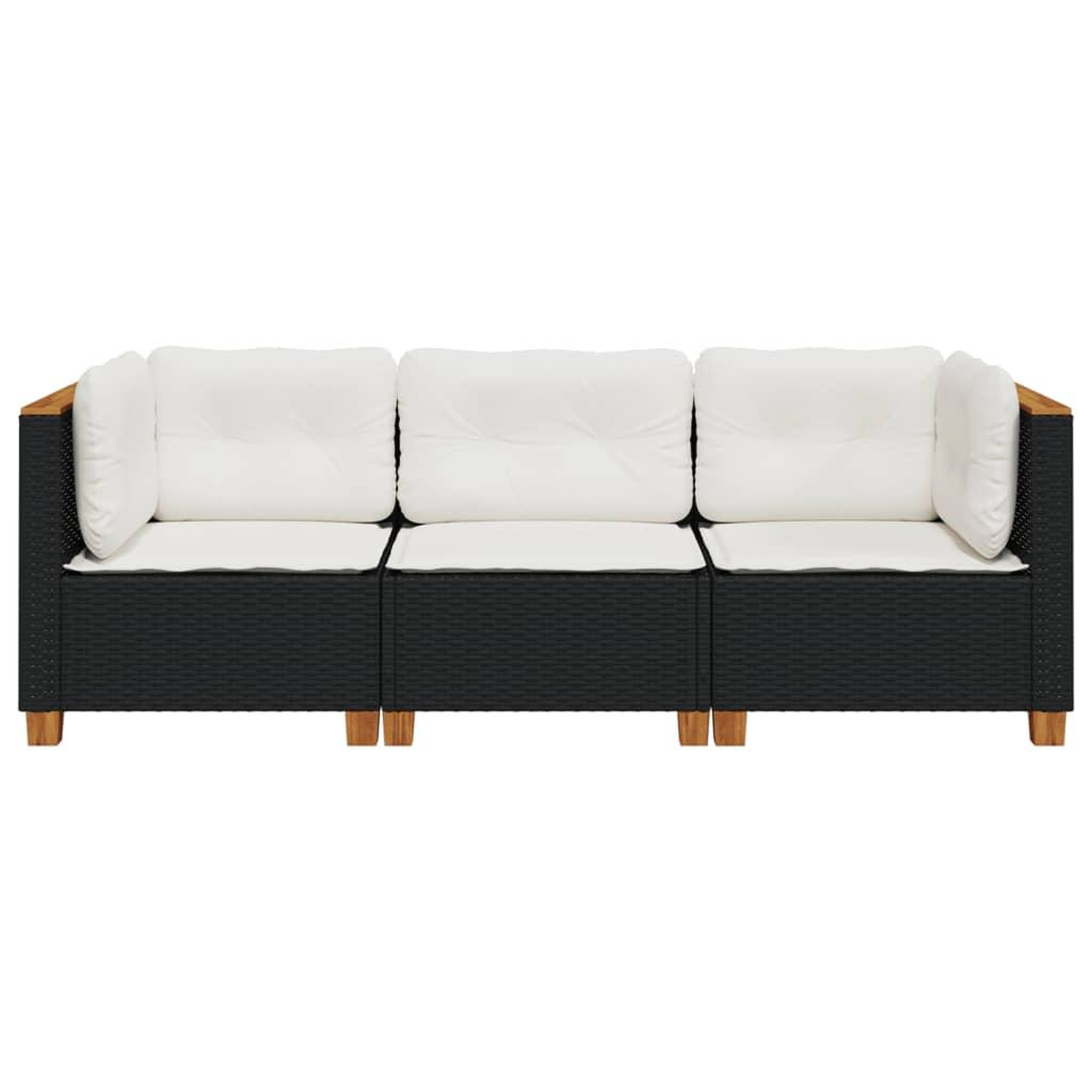 Voir la diapositive 4 : VIDAXL Canape de jardin avec coussins 3 places noir resine tressee