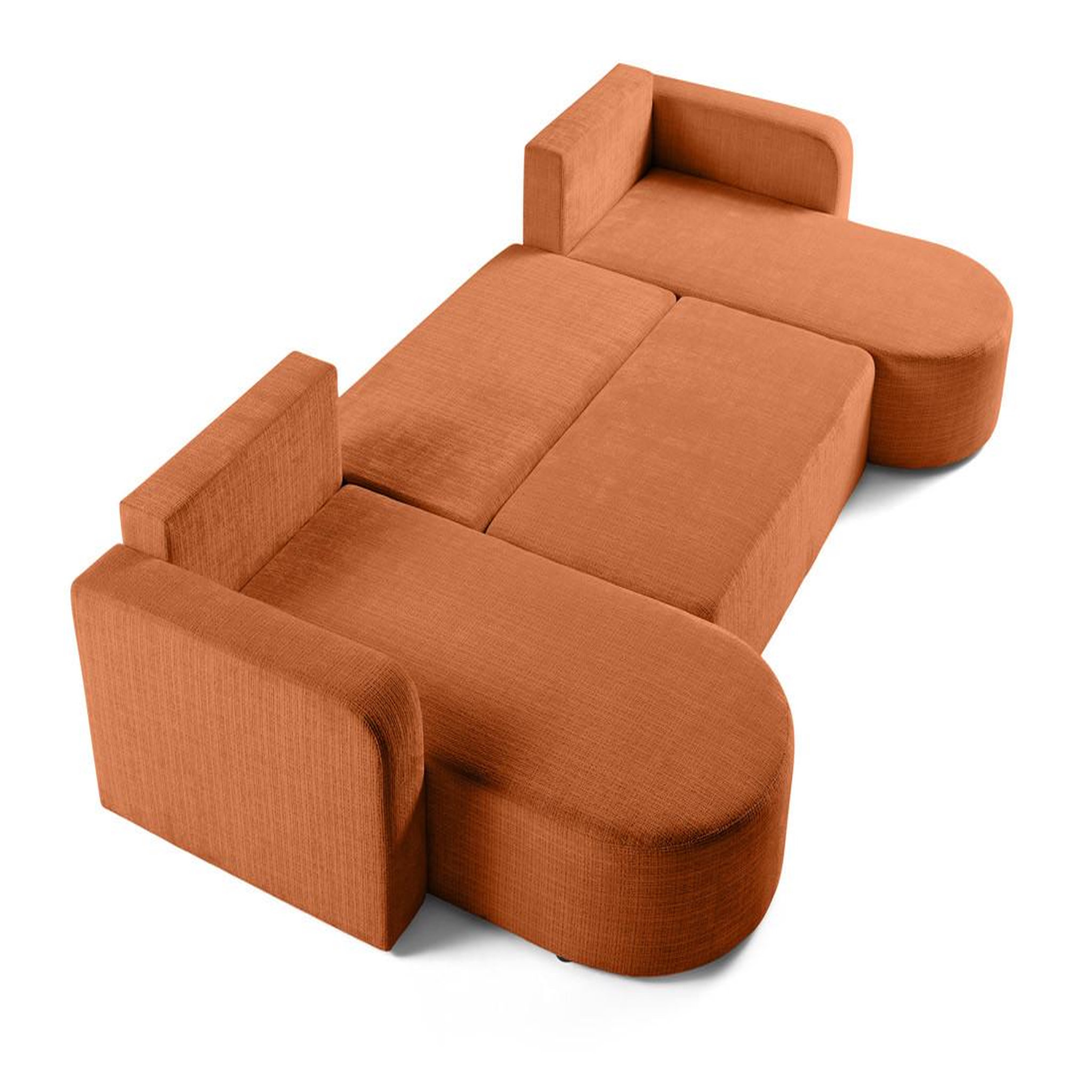 Voir la diapositive 3 : BEST MOBILIER Miro - canapé panoramique en u 7 places - convertible avec coffre - en velours texturé