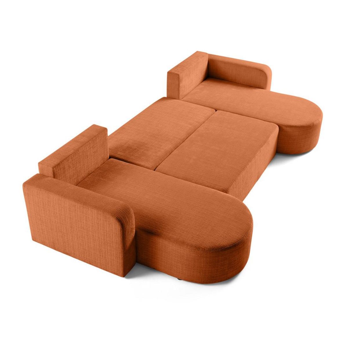 BEST MOBILIER Miro - canapé panoramique en u 7 places - convertible avec coffre - en velours texturé