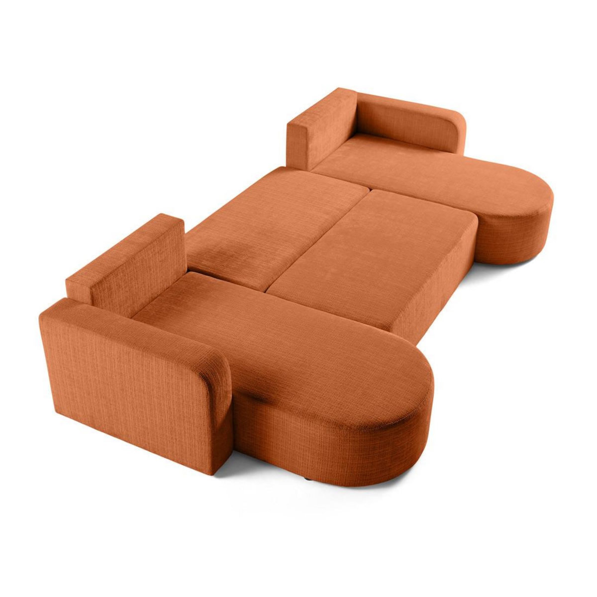 BEST MOBILIER Miro - canapé panoramique en u 7 places - convertible avec coffre - en velours texturé