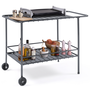 Voir la diapositive 1 : ID MARKET Desserte extérieure en métal chariot à plancha 100 CM gris anthracite