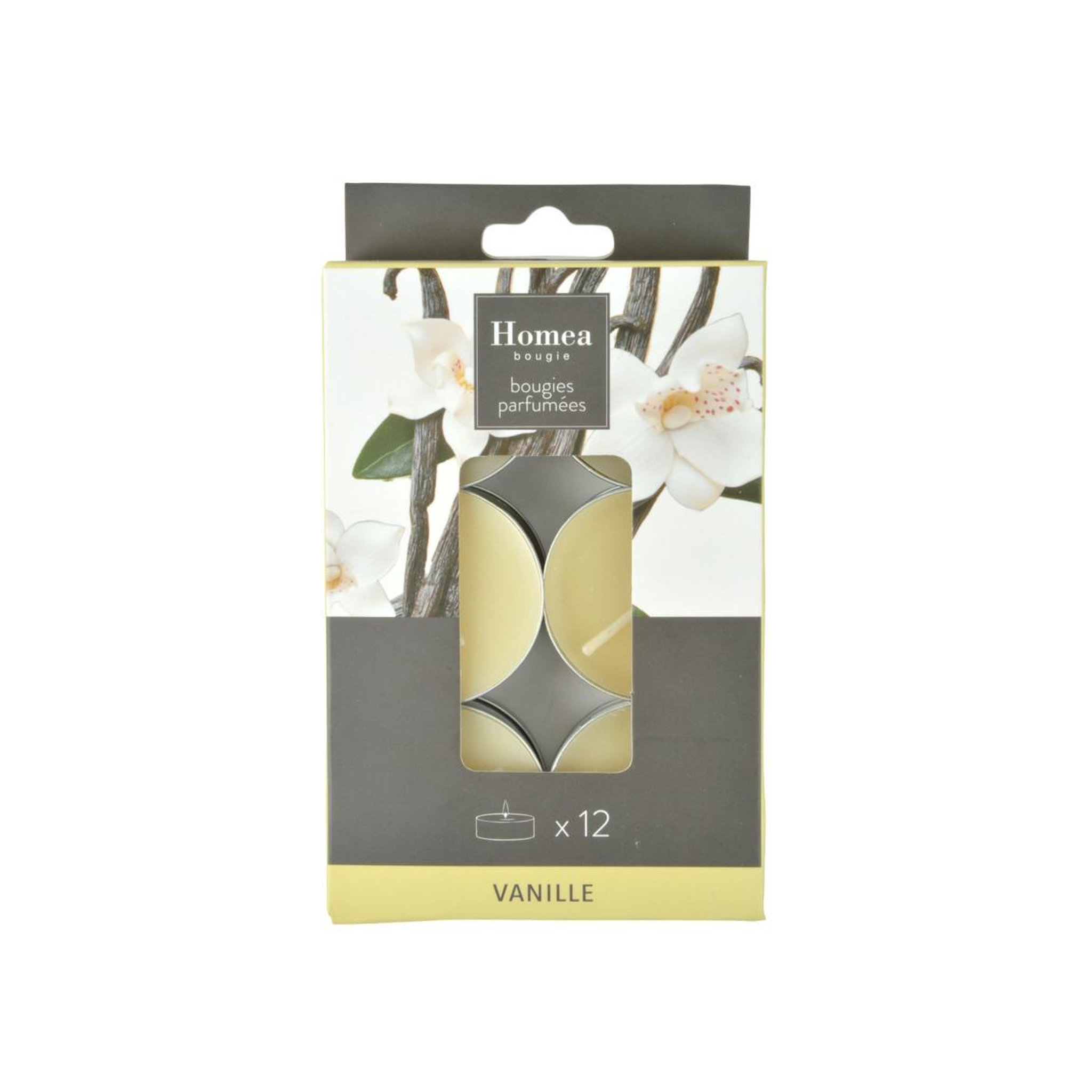 Voir la diapositive 3 : HOMEA Lot de 12 bougies chauffe-plat  essentiel ii  3,5cm vanille