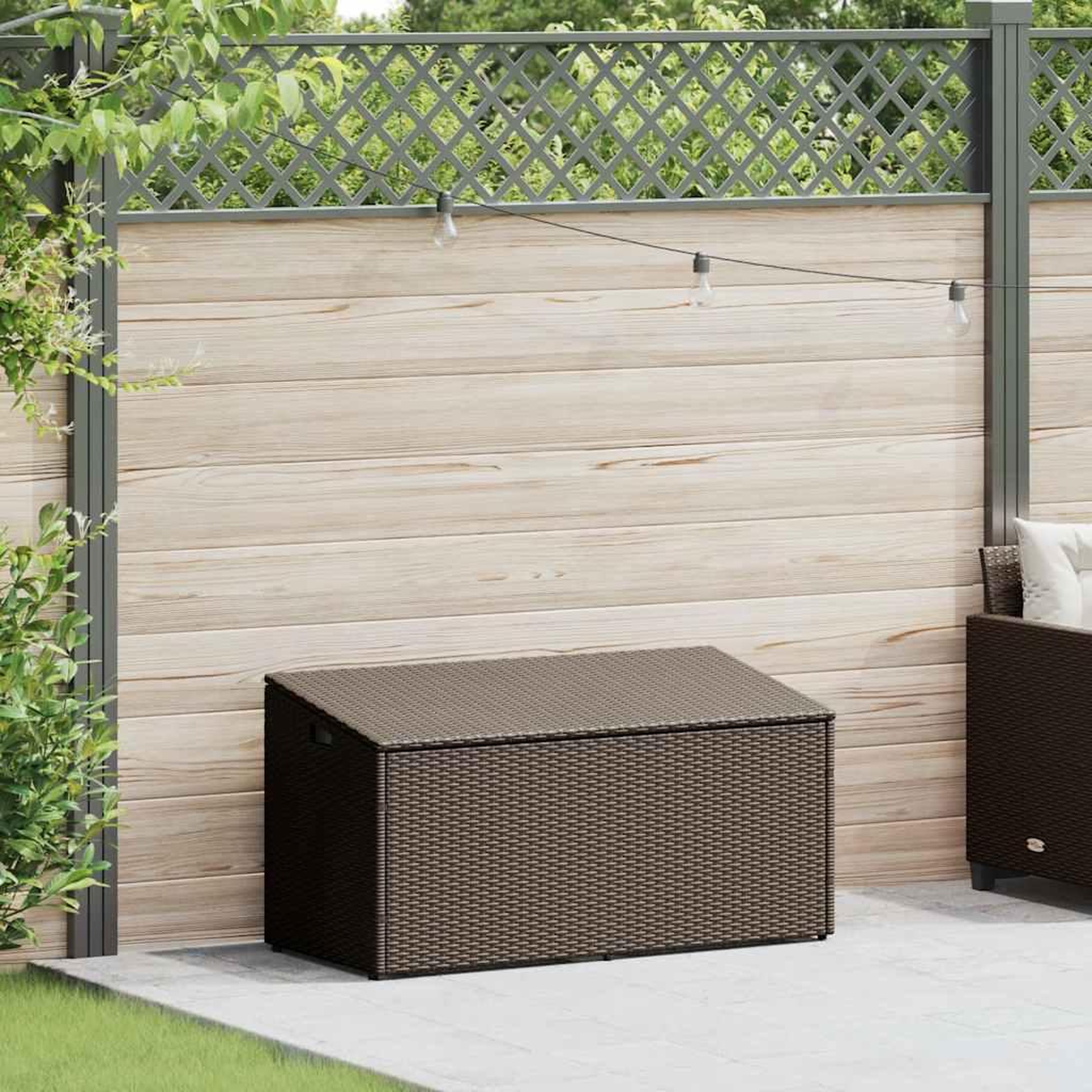Voir la diapositive 2 : VIDAXL Boîte de rangement de jardin marron 110x50x58 cm resine tressee