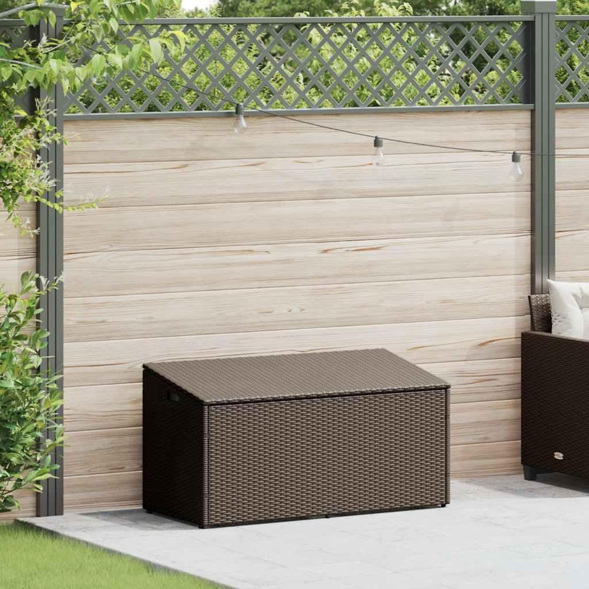 VIDAXL Boîte de rangement de jardin marron 110x50x58 cm resine tressee