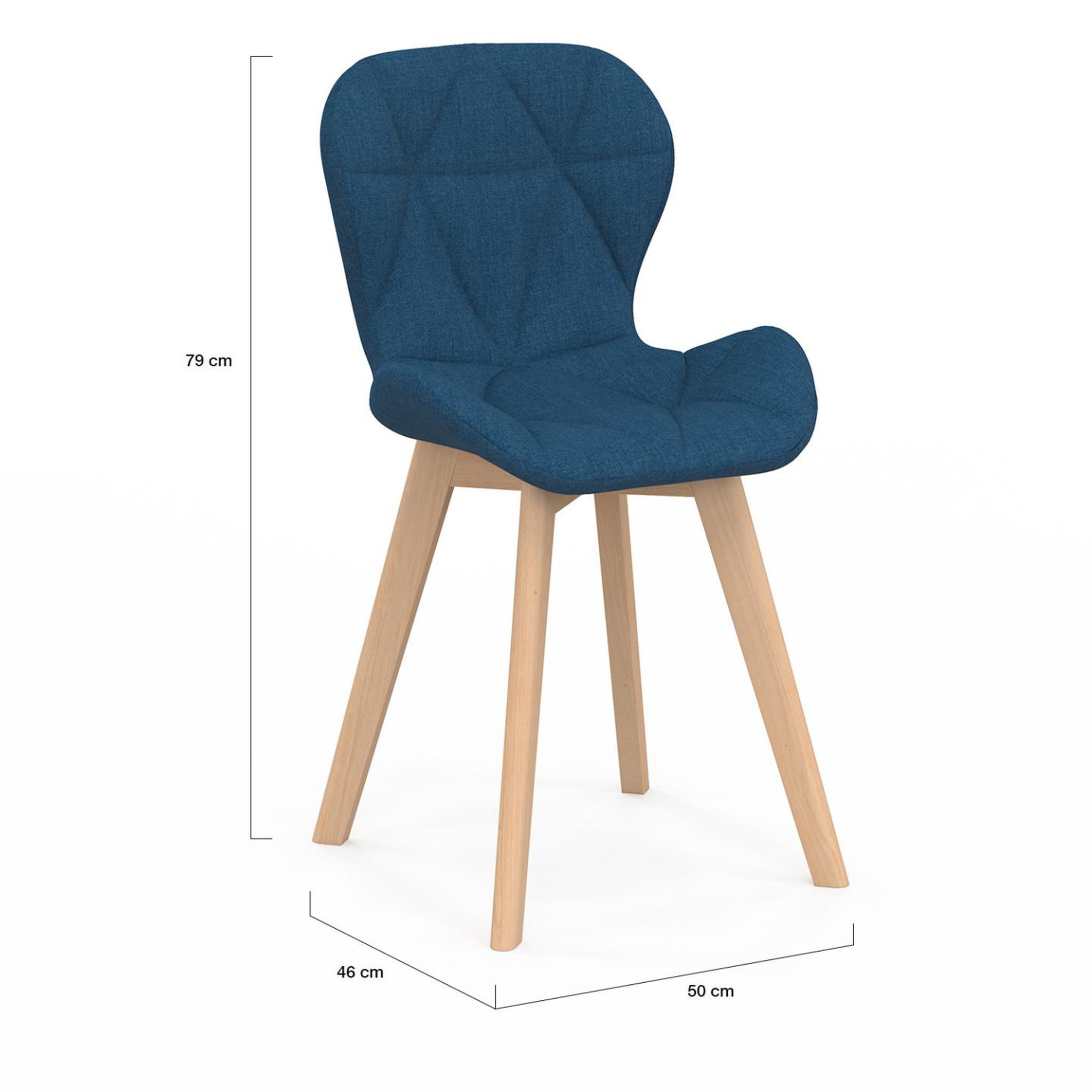 Voir la diapositive 5 : ID MARKET Lot de 4 chaises robine en tissu bleu canard pour salle à manger