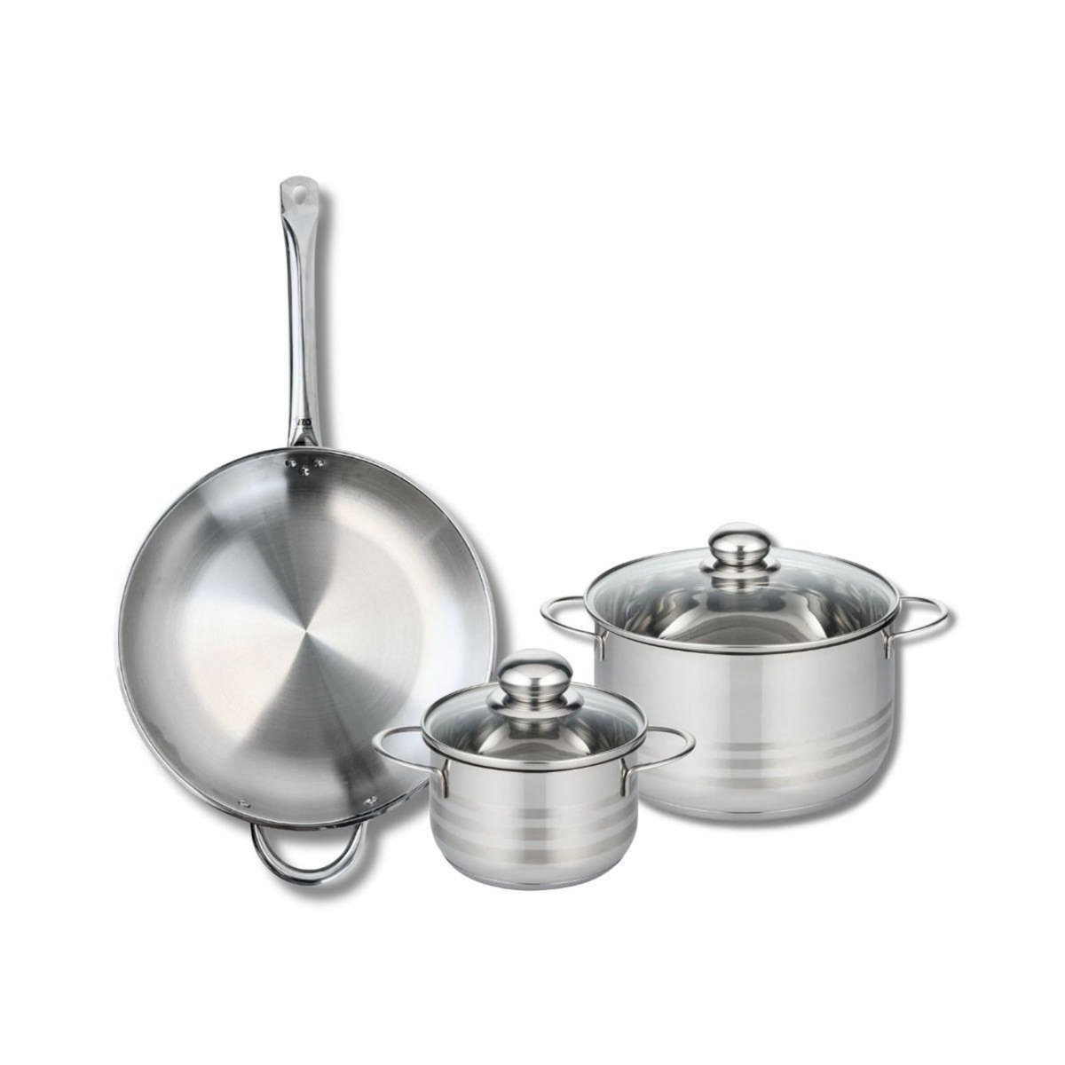 666 Barcelona Ensemble de 1 Poêle de cuisson 32 cm et 2 faitouts 16 et 24 cm Elo Profi Brillant