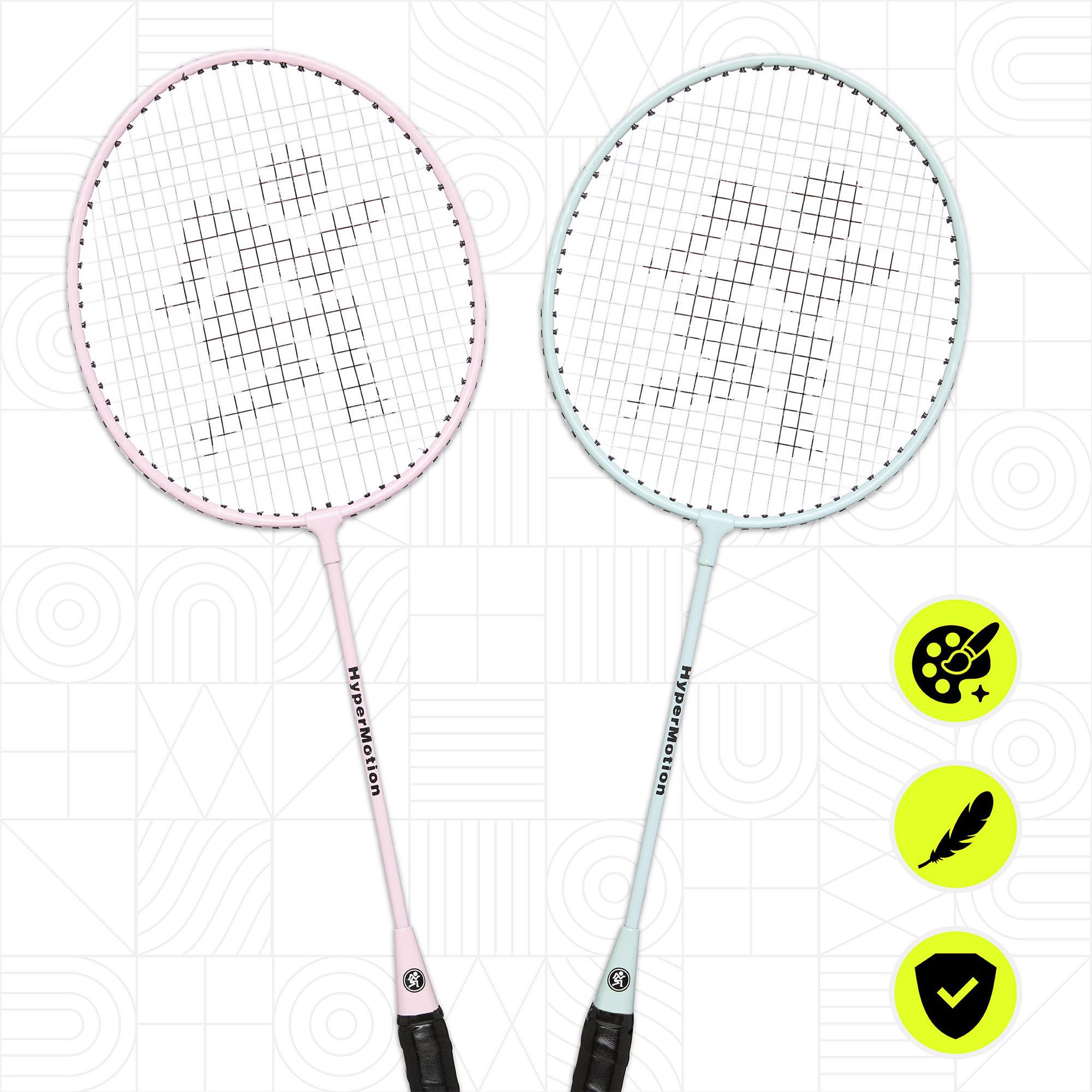 Voir la diapositive 5 : HYPERMOTION Ensemble de Badminton HyperMotion 2 Raquettes Acier avec Housse Rose - Léger et Pratique