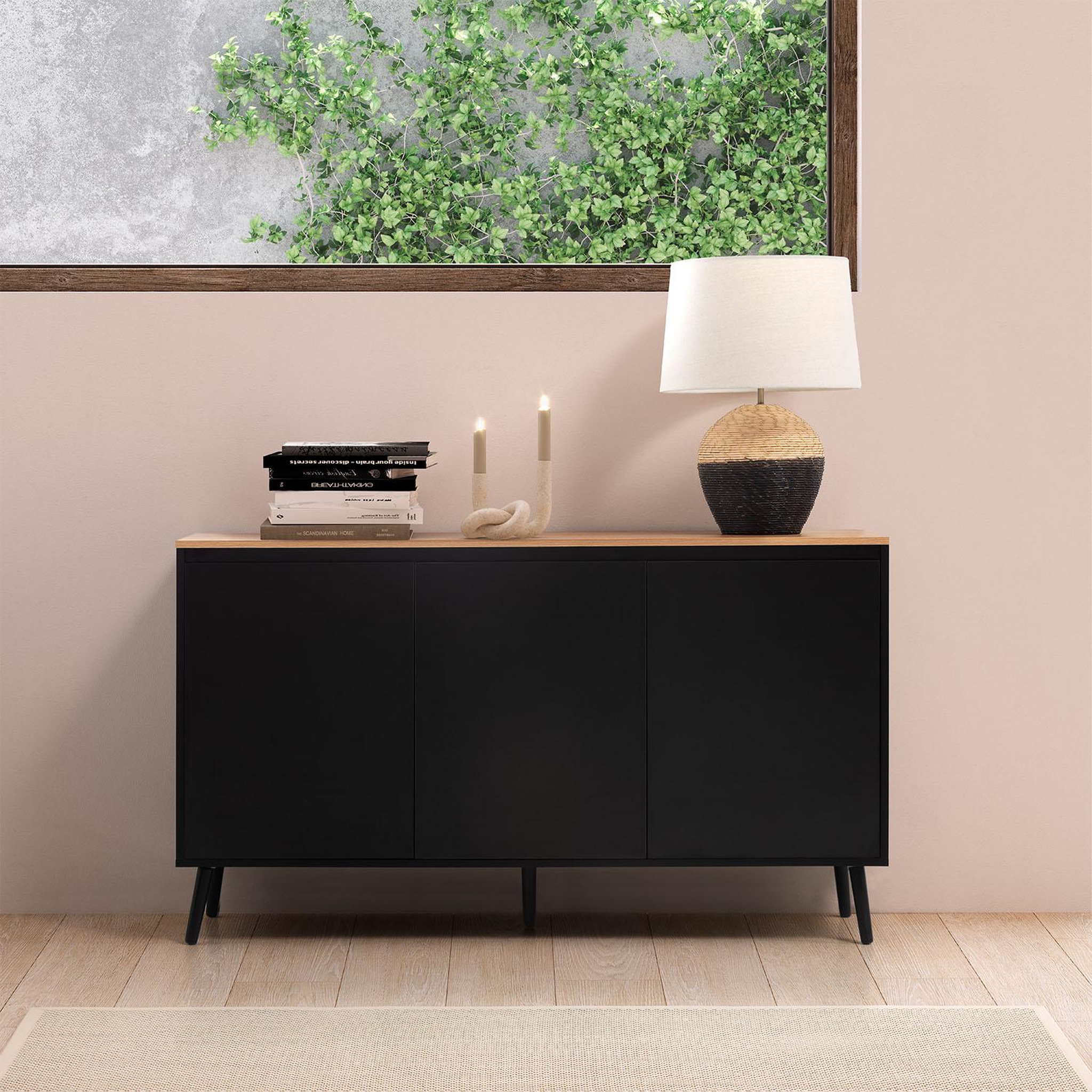 Voir la diapositive 2 : VS VENTA-STOCK Buffet Desi 3 portes couleur Noir